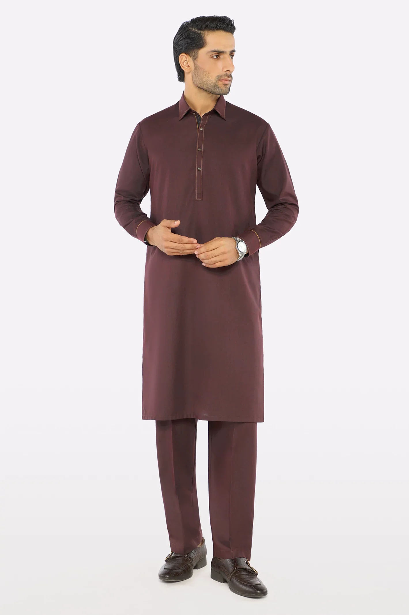 Maroon Wash & Wear Fabric