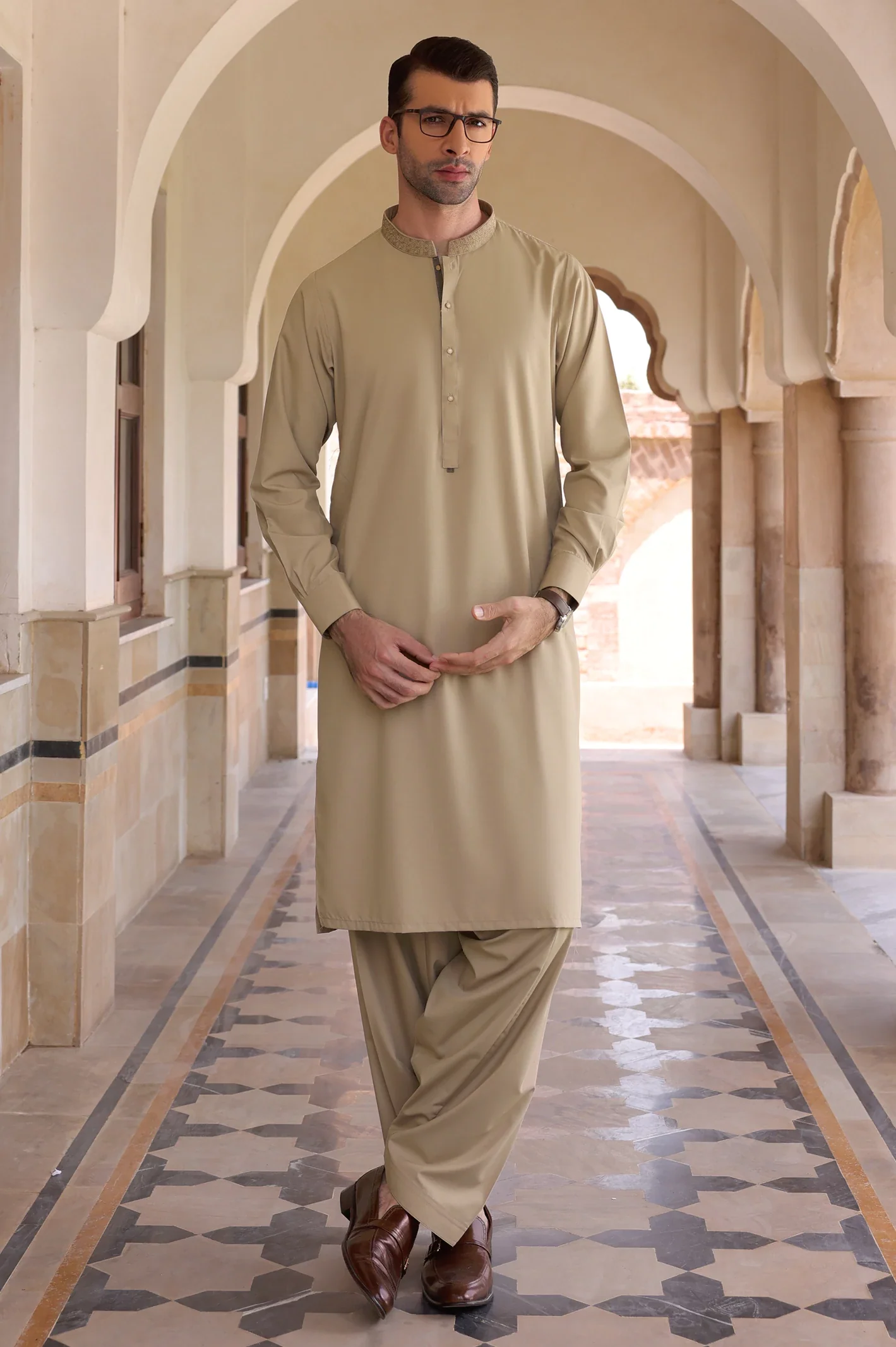 Beige Wash & Wear Fabric