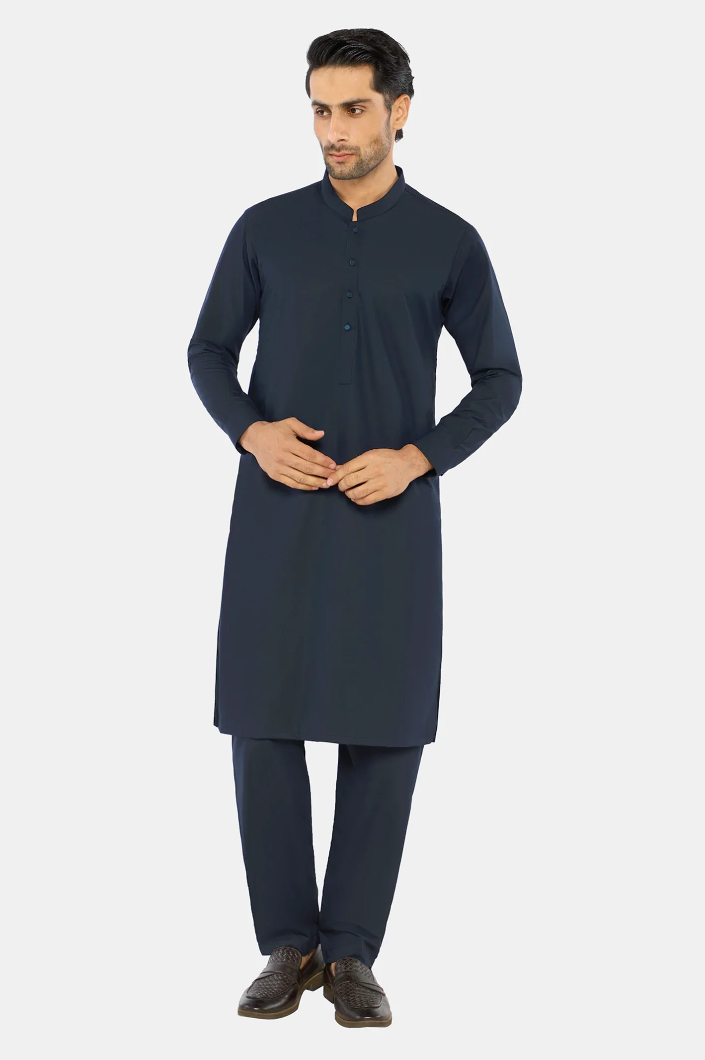 Dark Blue Wash & Wear Fabric