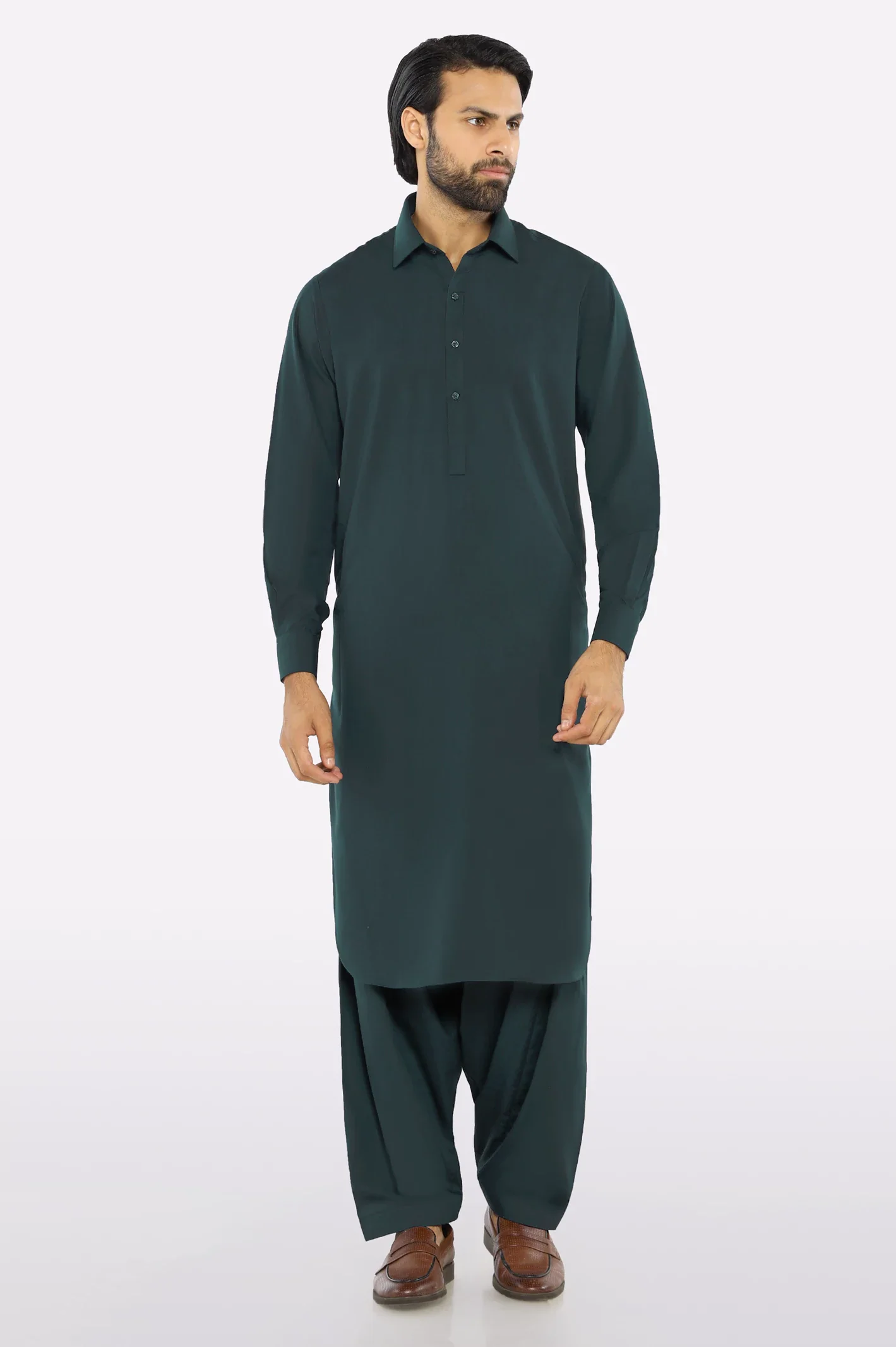 Dark Green Wash & Wear Fabric