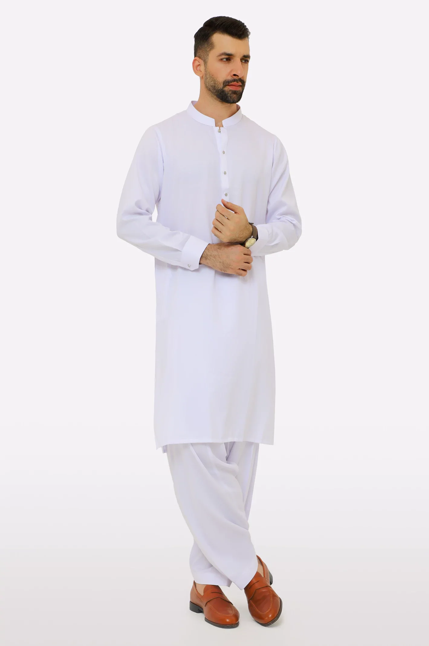 White Wash & Wear Fabric