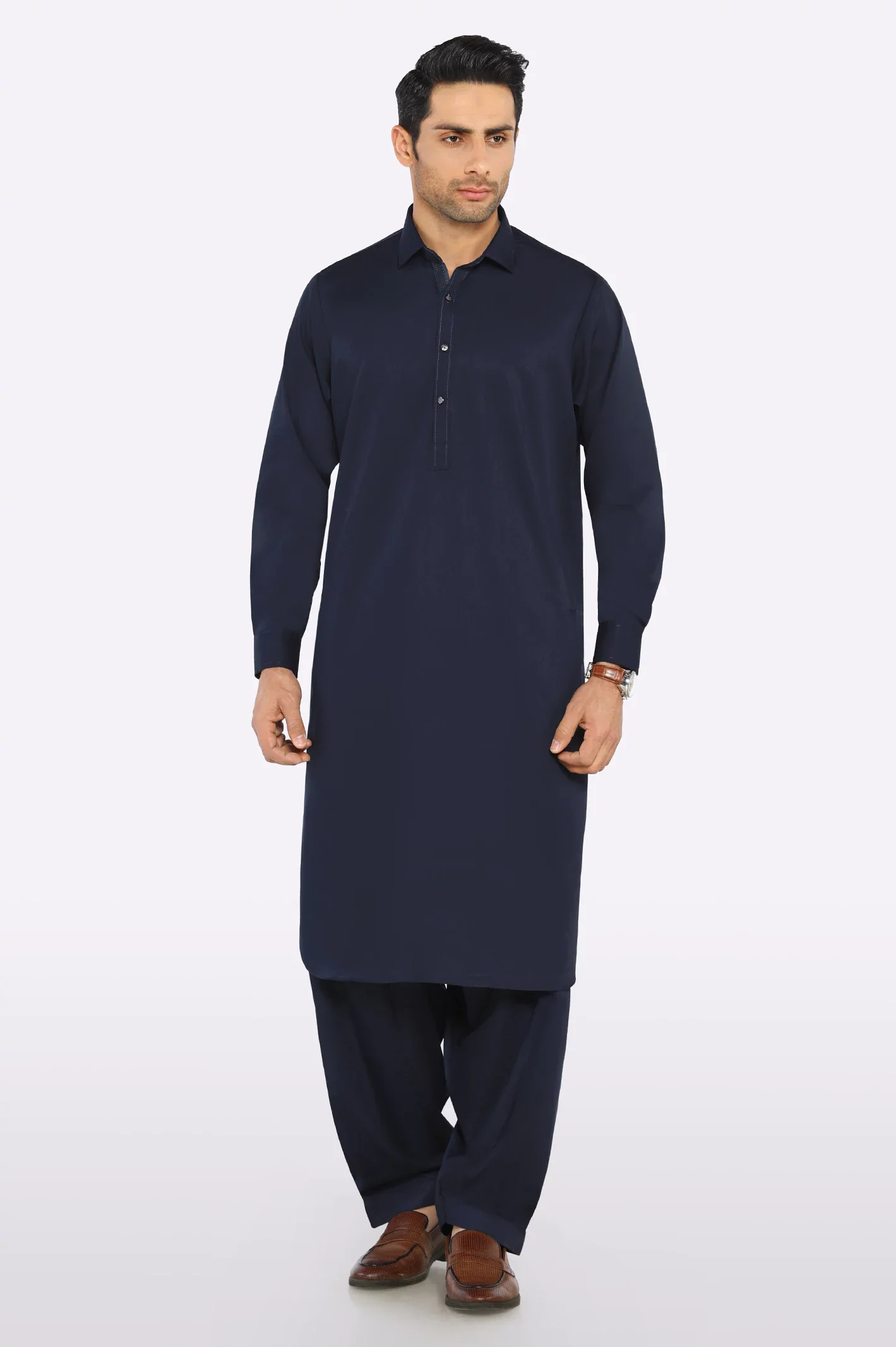 Navy Blue Wash & Wear Fabric