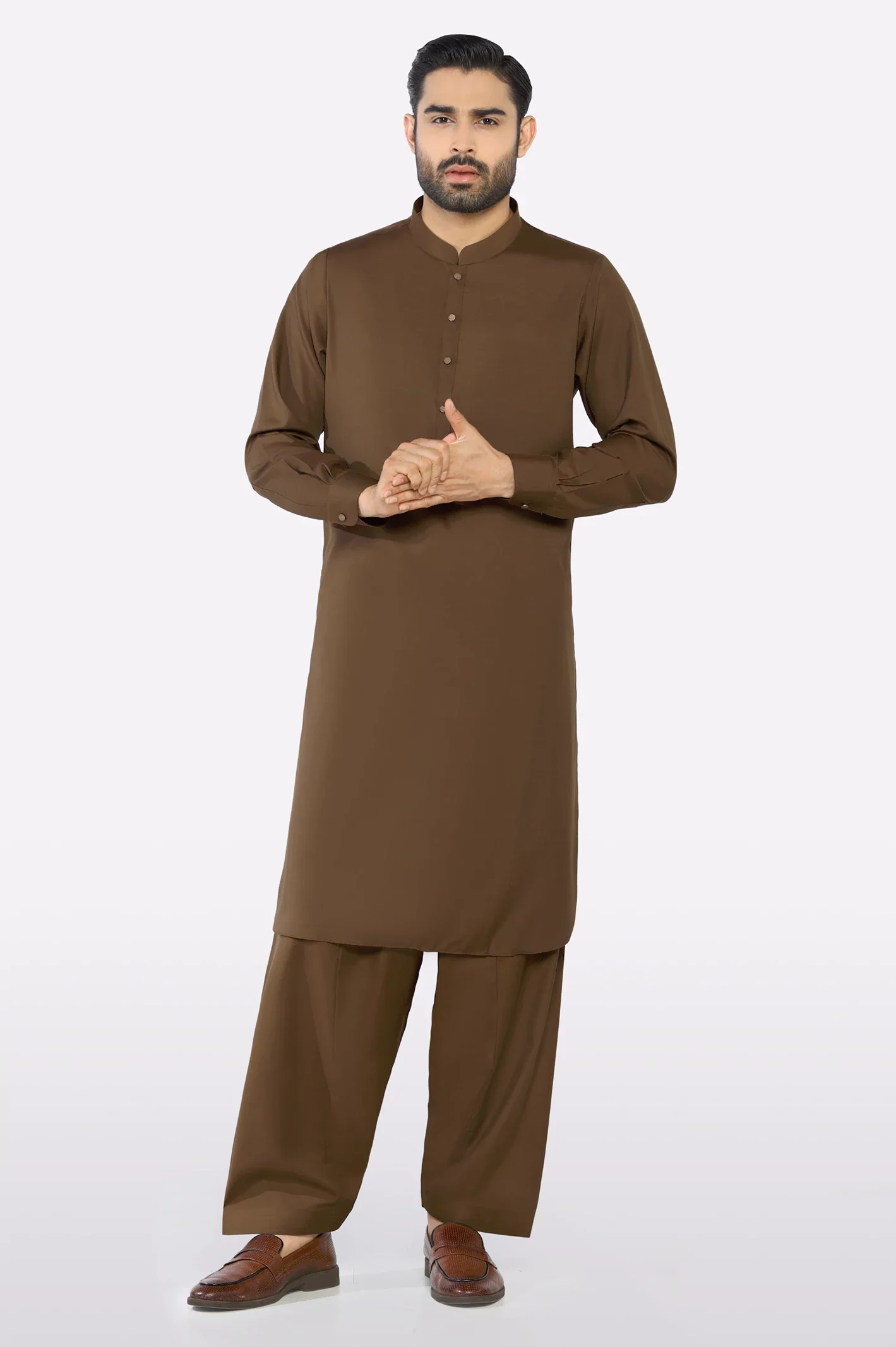 Coffee Brown Wash & Wear Fabric