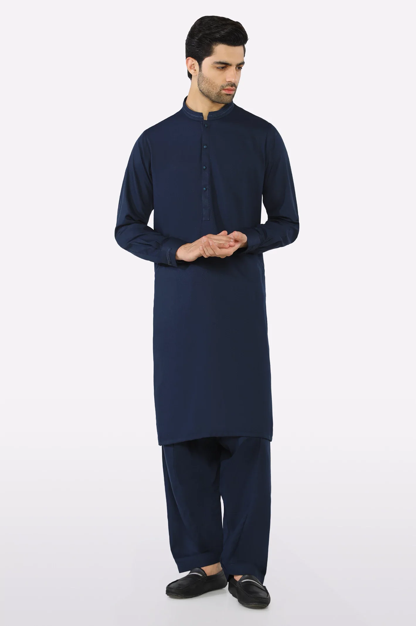 Navy Blue Wash & Wear Fabric