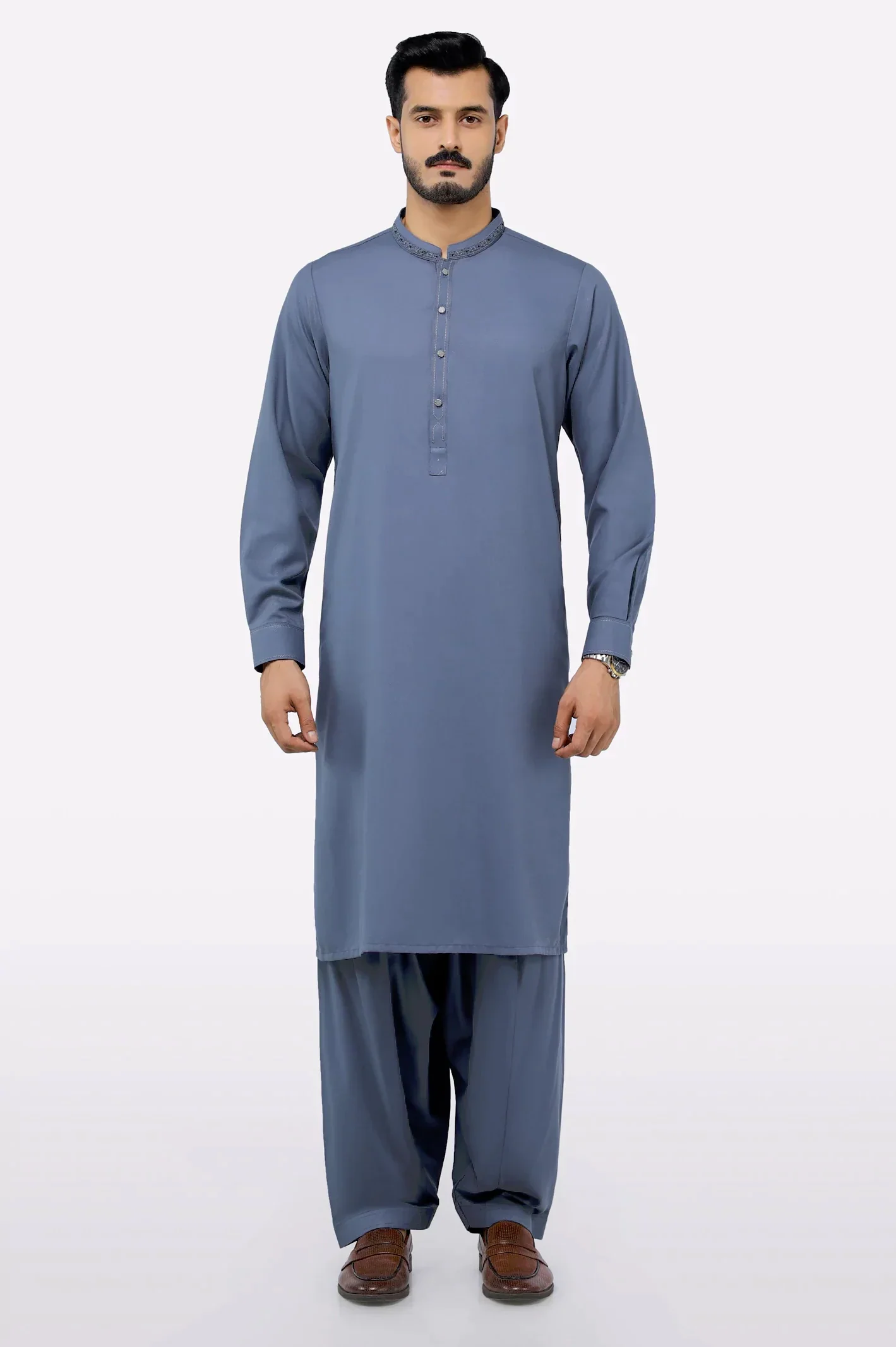 Dark Blue Wash & Wear Fabric
