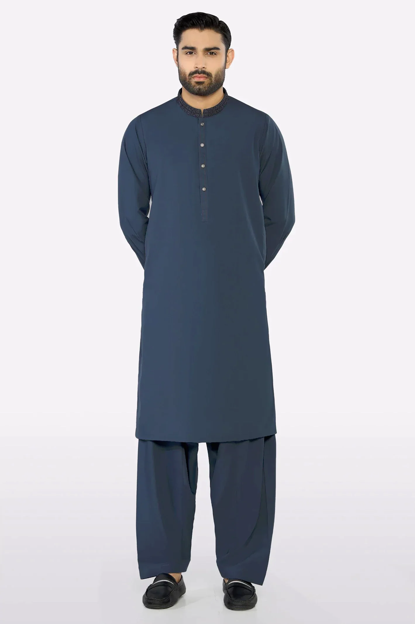 Dark Blue Wash & Wear Fabric