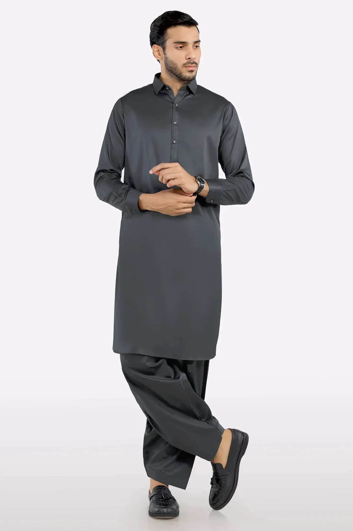 Charcoal Wash & Wear Fabric