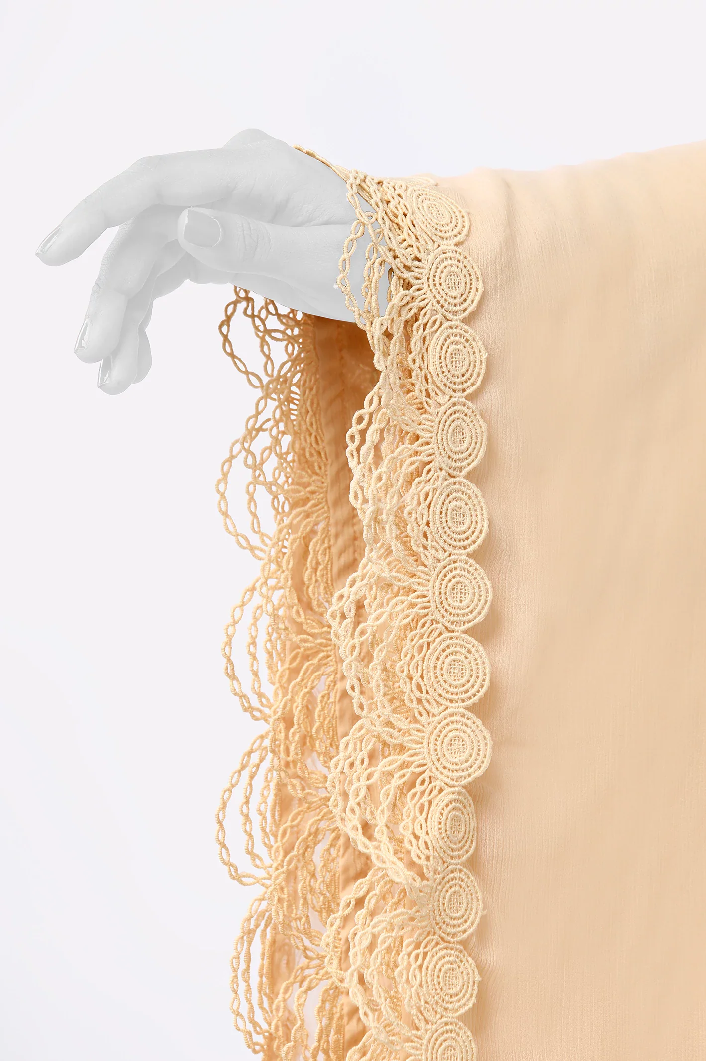 Beige Lace Dupatta - Image 3