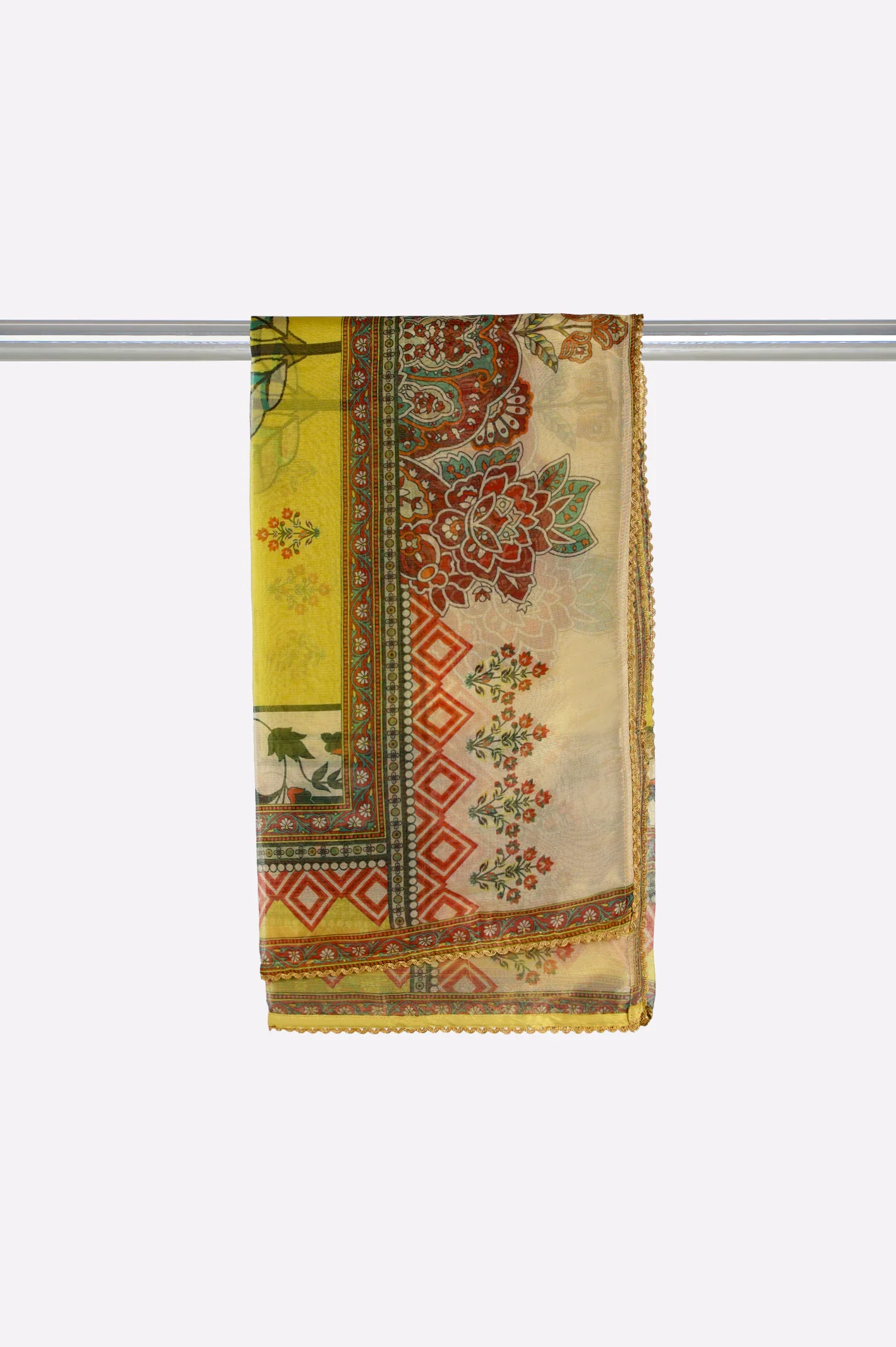 Lime Printed Dupatta