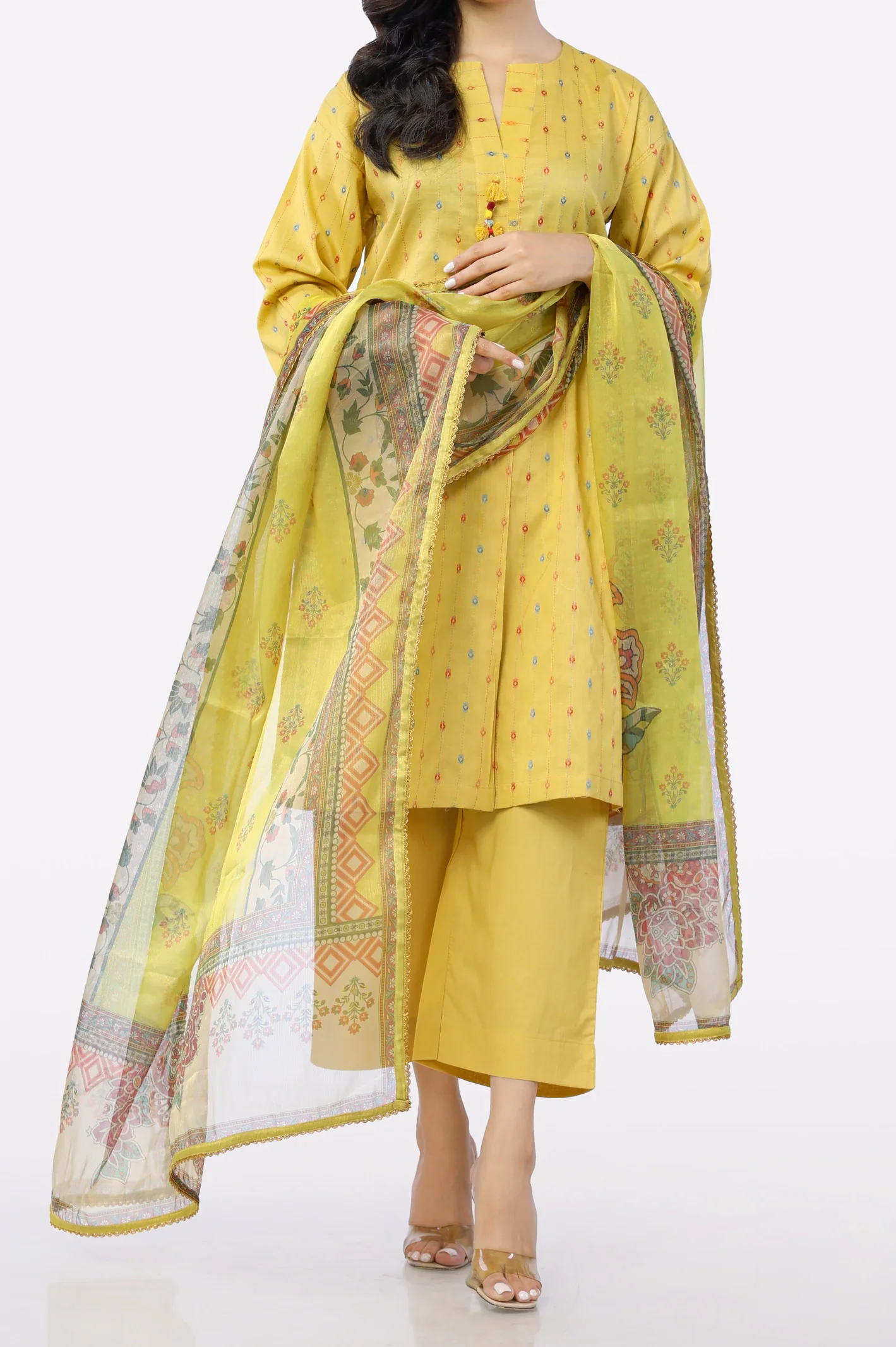 Lime Printed Dupatta - Image 3