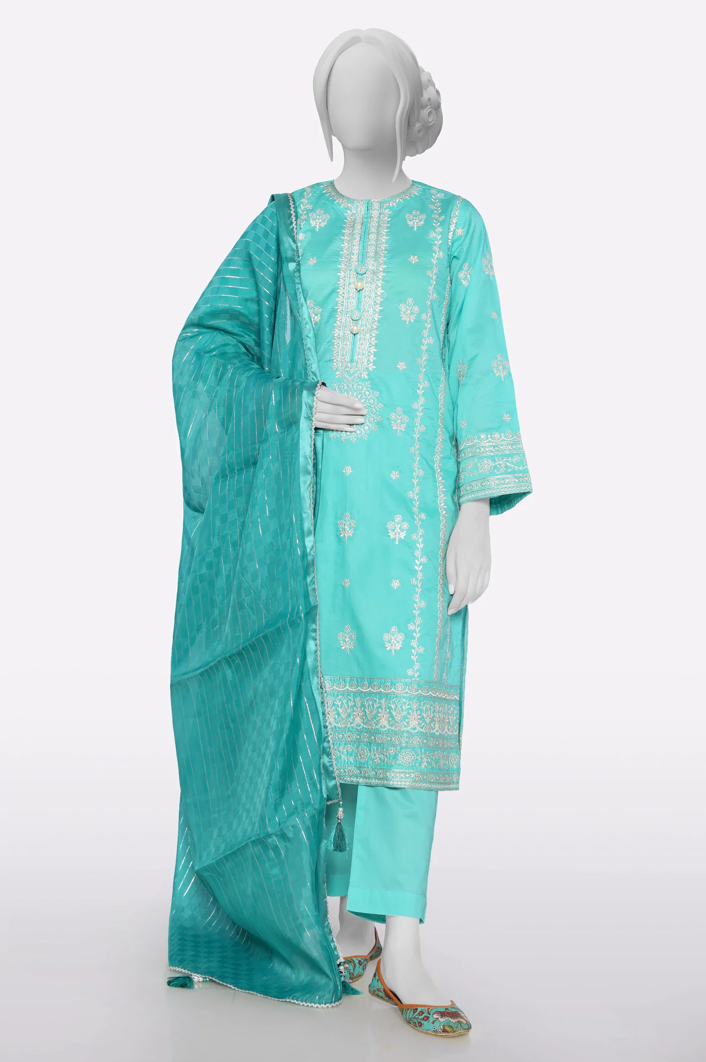 Green Lace Dupatta - Image 3