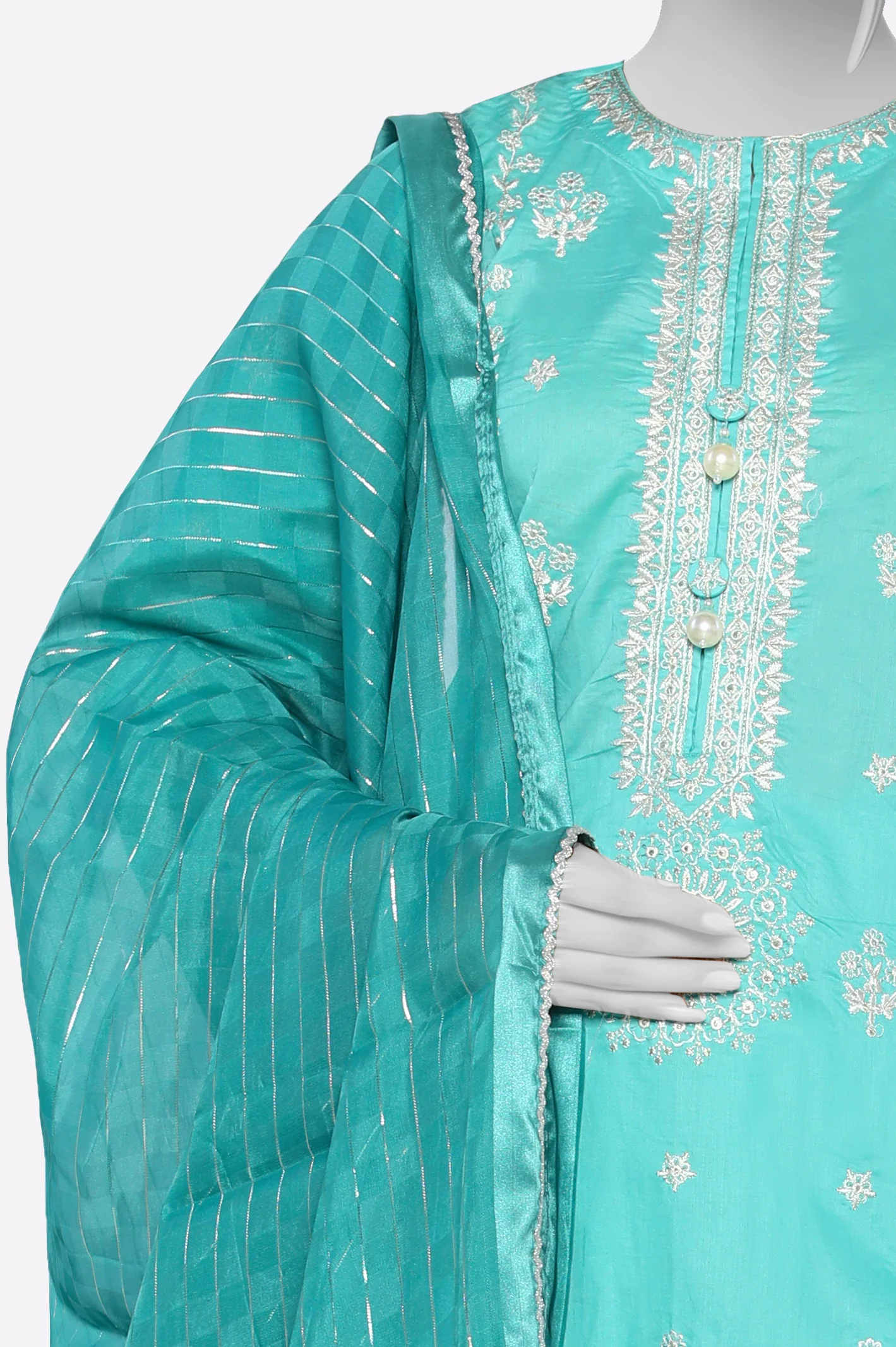 Green Lace Dupatta - Image 4