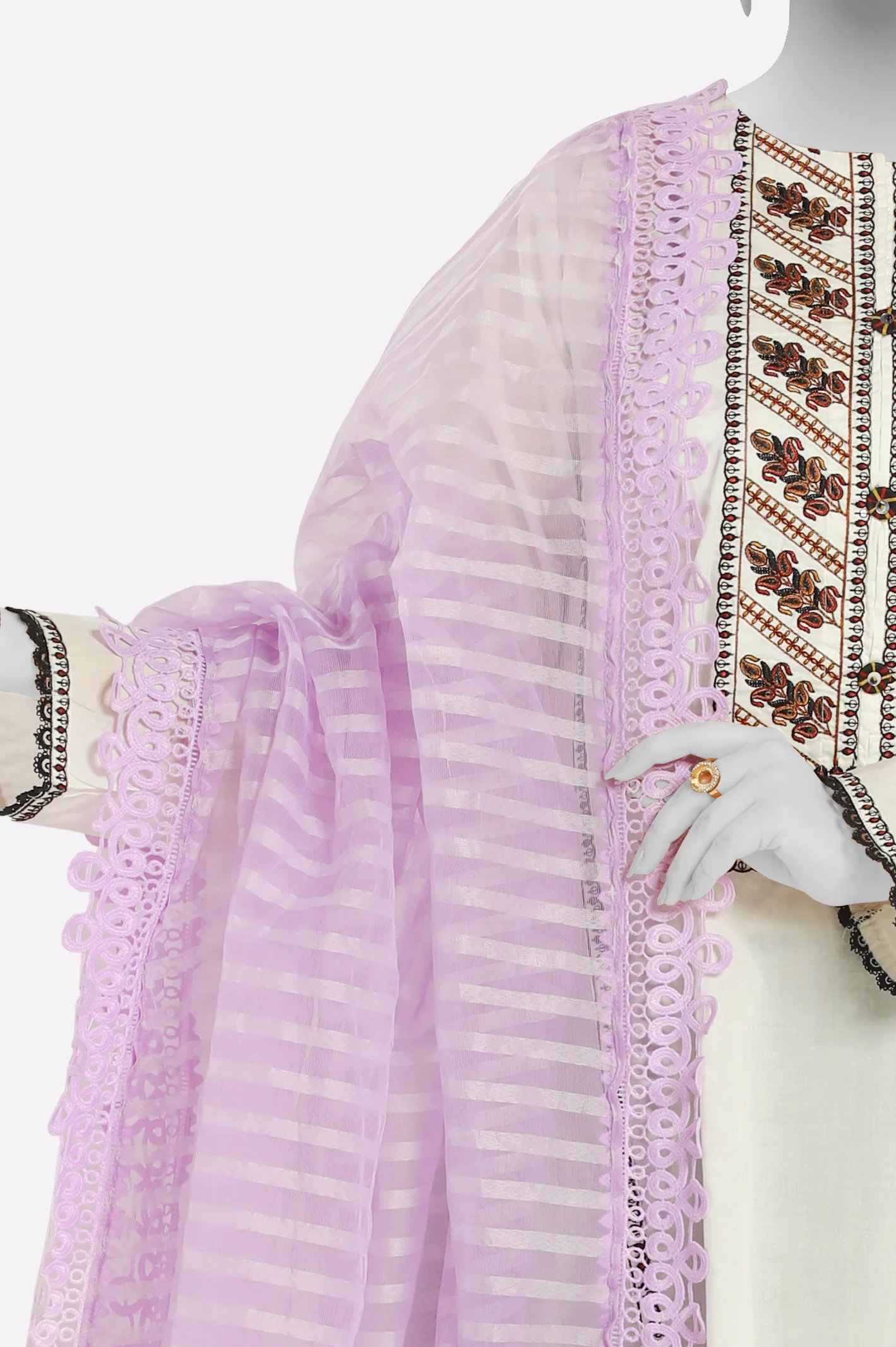 Light Purple Plain Dupatta - Image 3