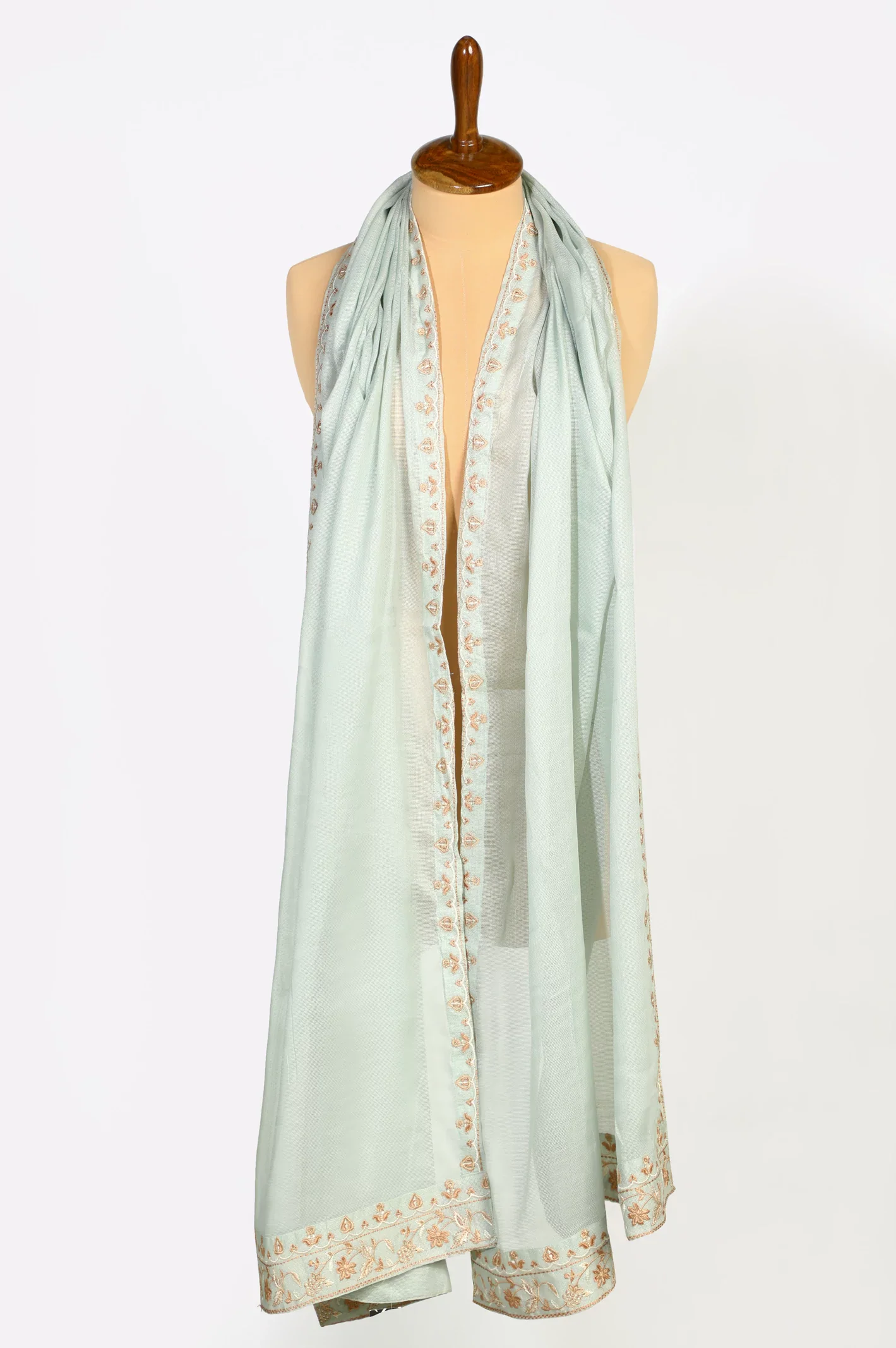 Beige Embroidered Dupatta - Image 2