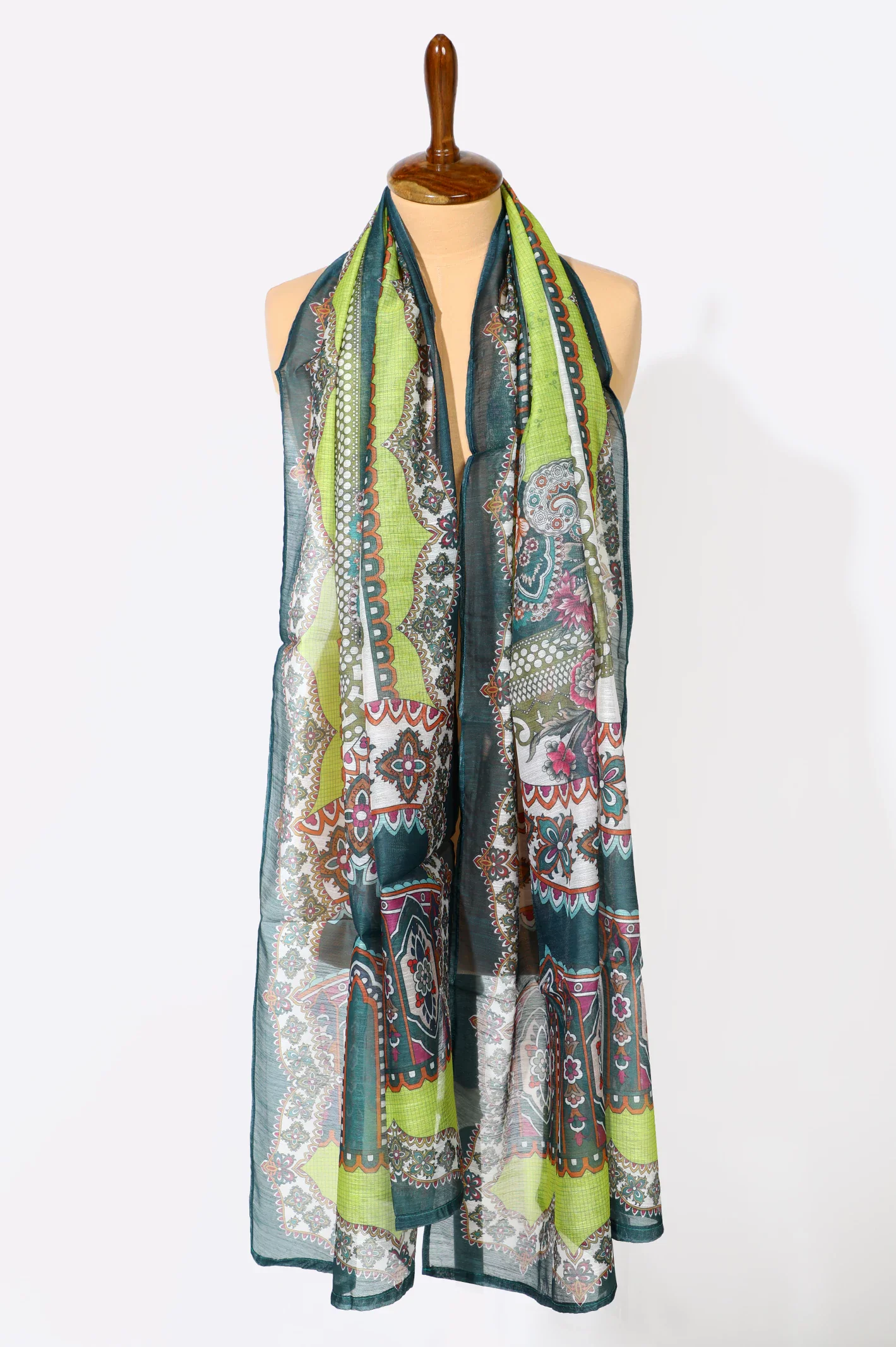 Green Printed Dupatta - Image 2