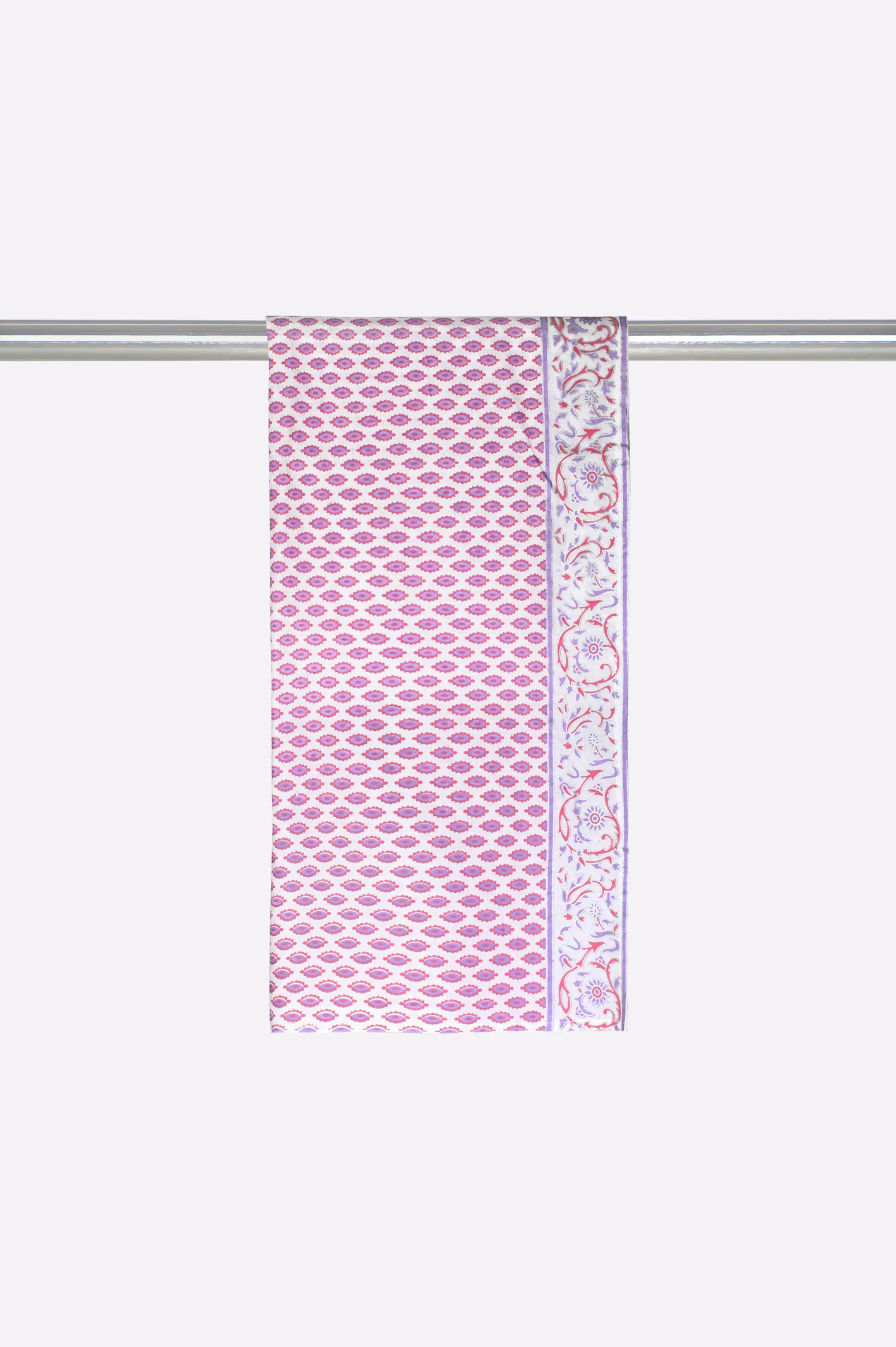 White Block Printed Dupatta