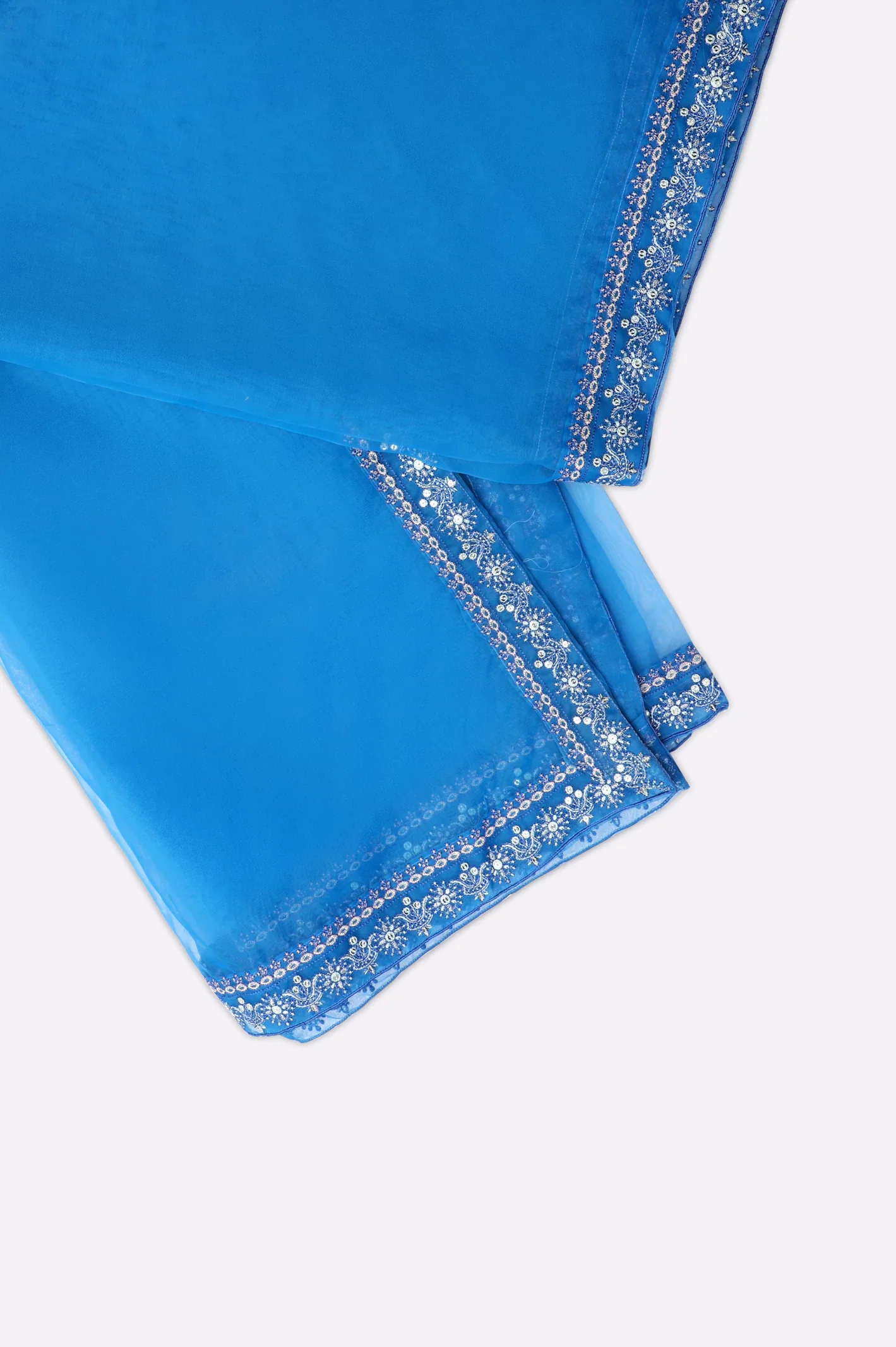 Blue Embroidered Dupatta - Image 2