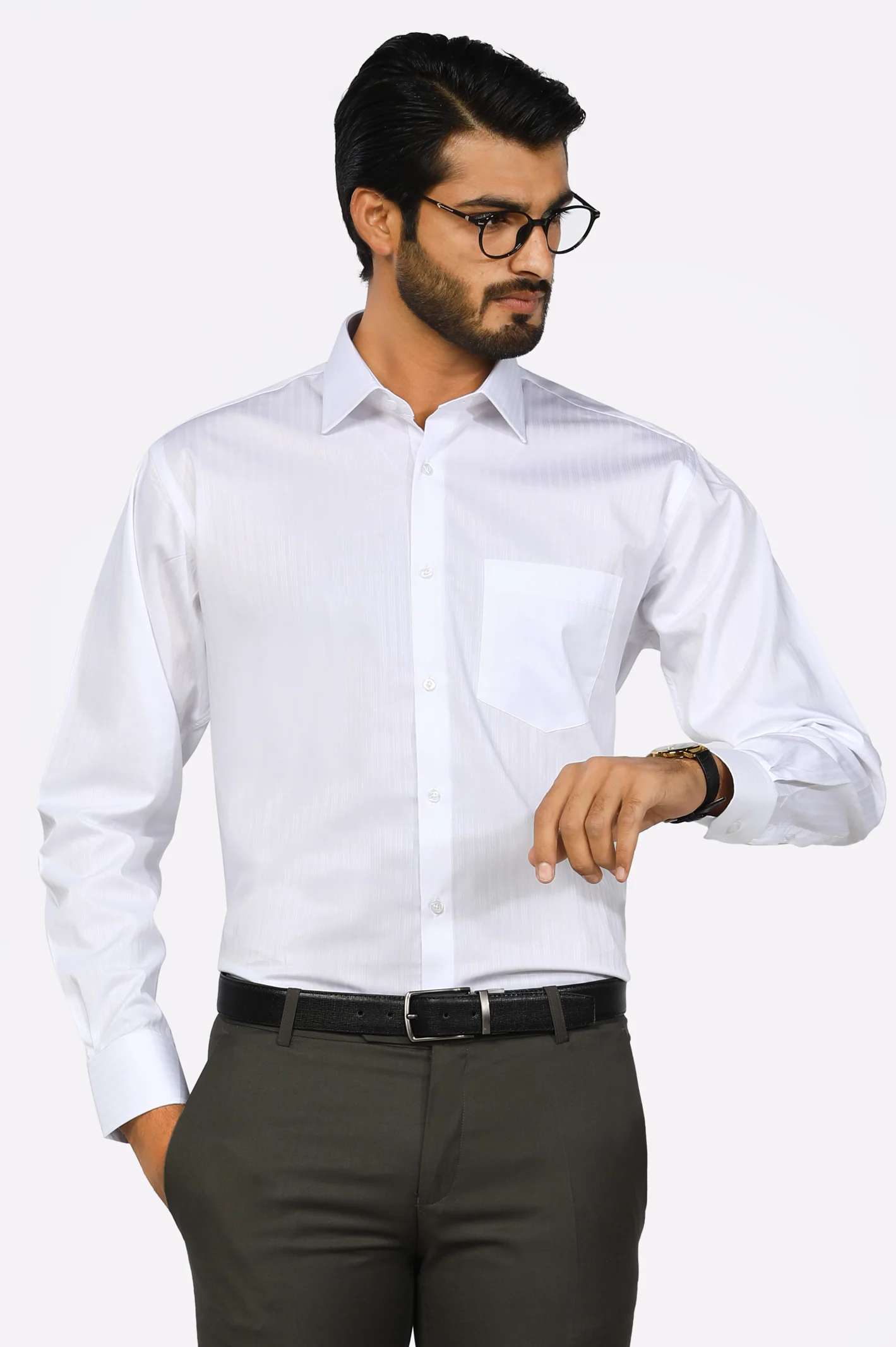 White Textured Formal Shirt