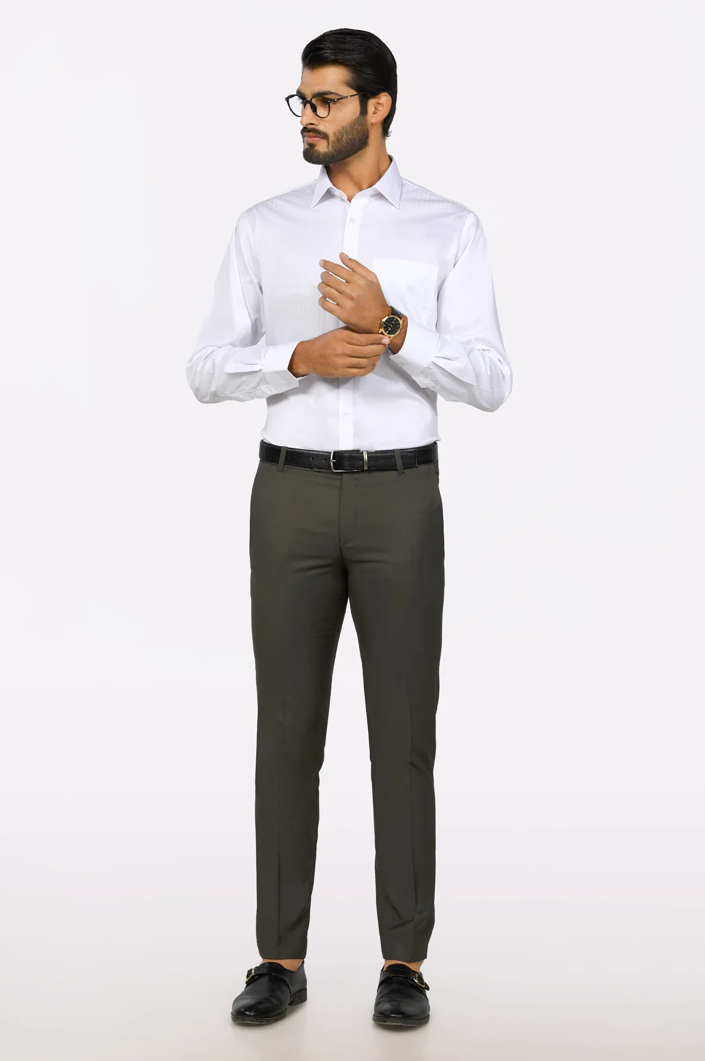 White Textured Formal Shirt - Image 2