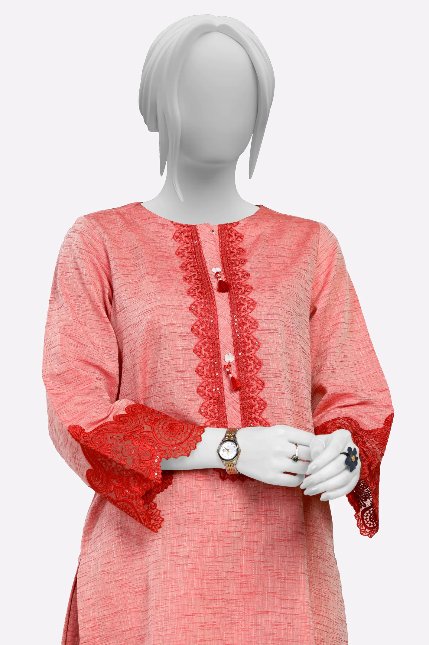 Red Embroidered 2PC - Image 2