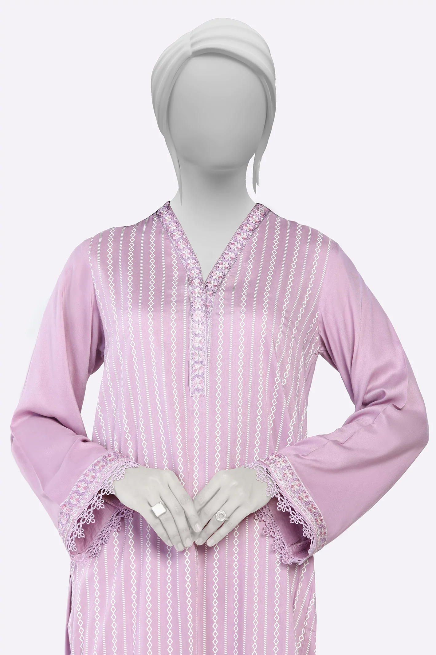 Light Purple Print Embroidered 2PC - Image 2