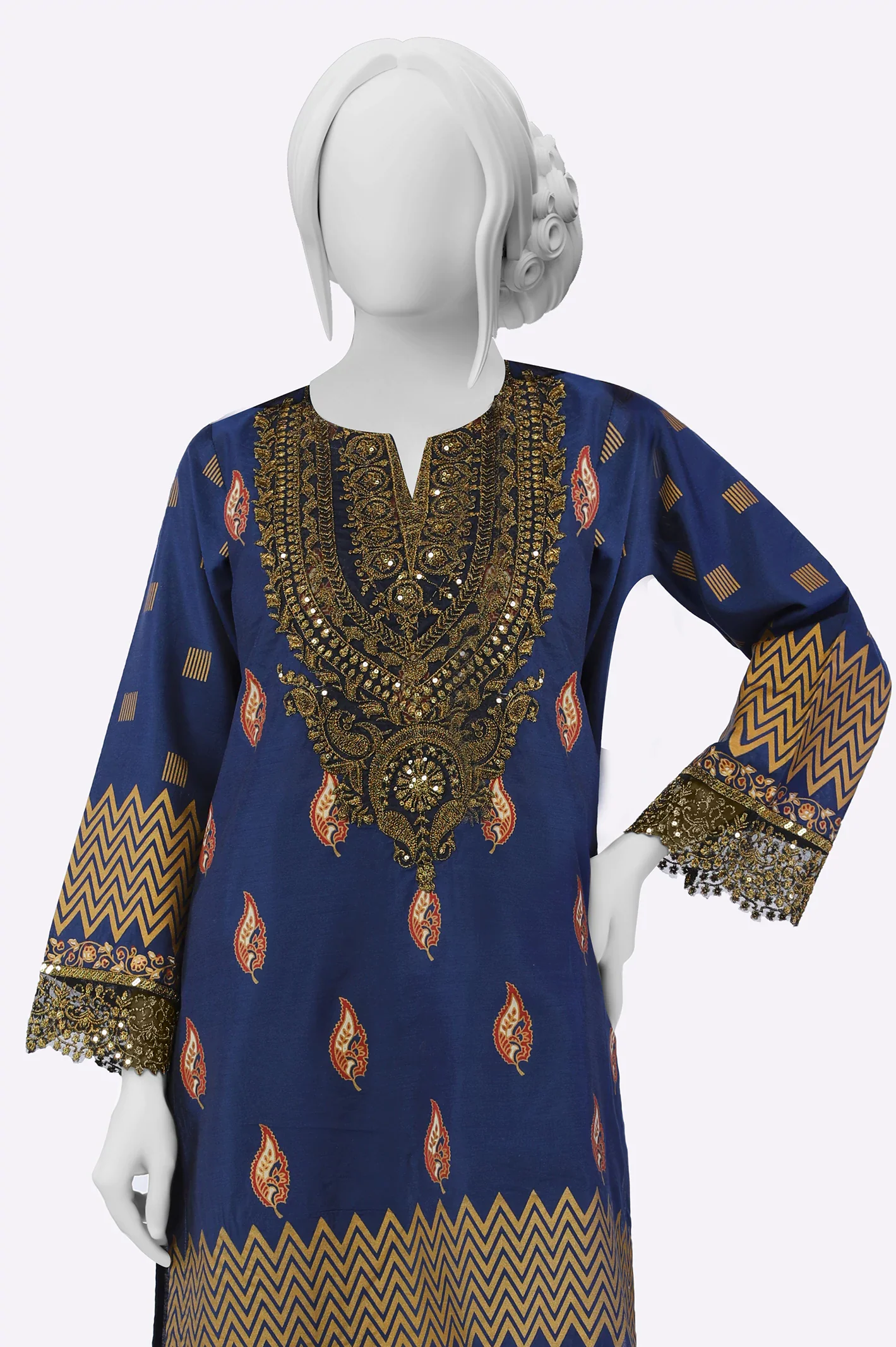 Navy Blue Embroidered 2PC - Image 2