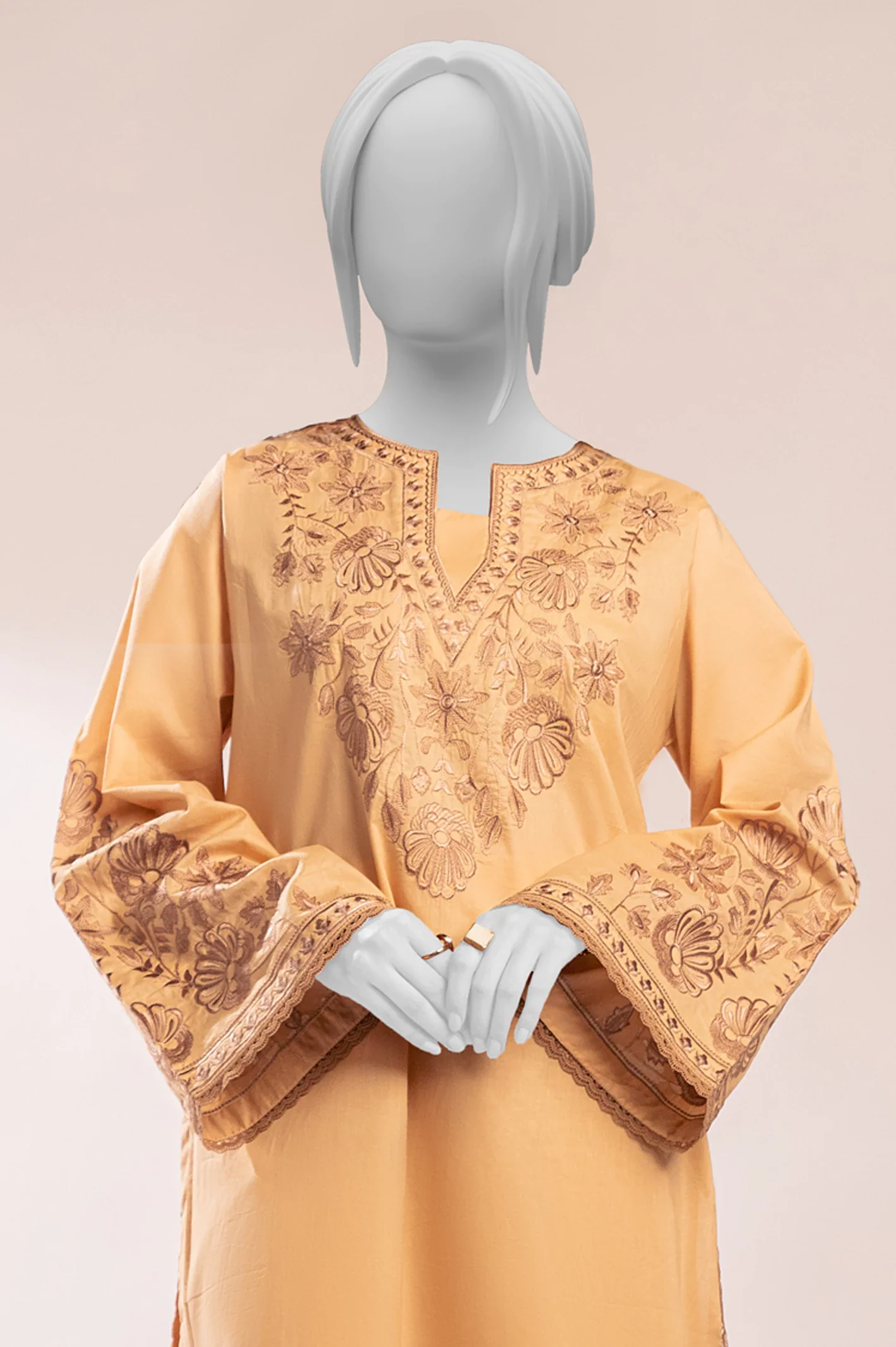 Beige Embroidered 2PC - Image 2