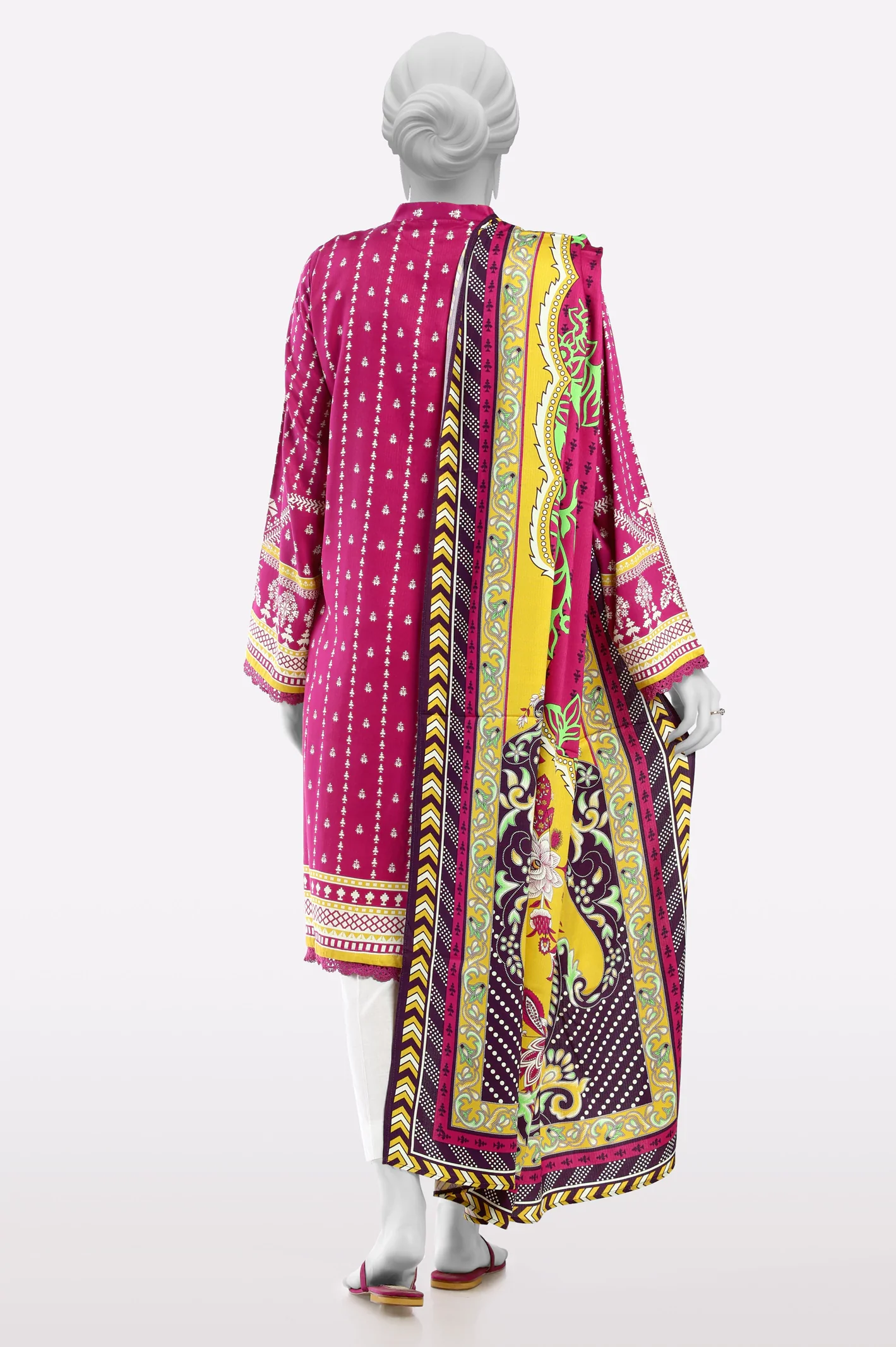 Pink Printed Kurti With Dupatta - Image 3