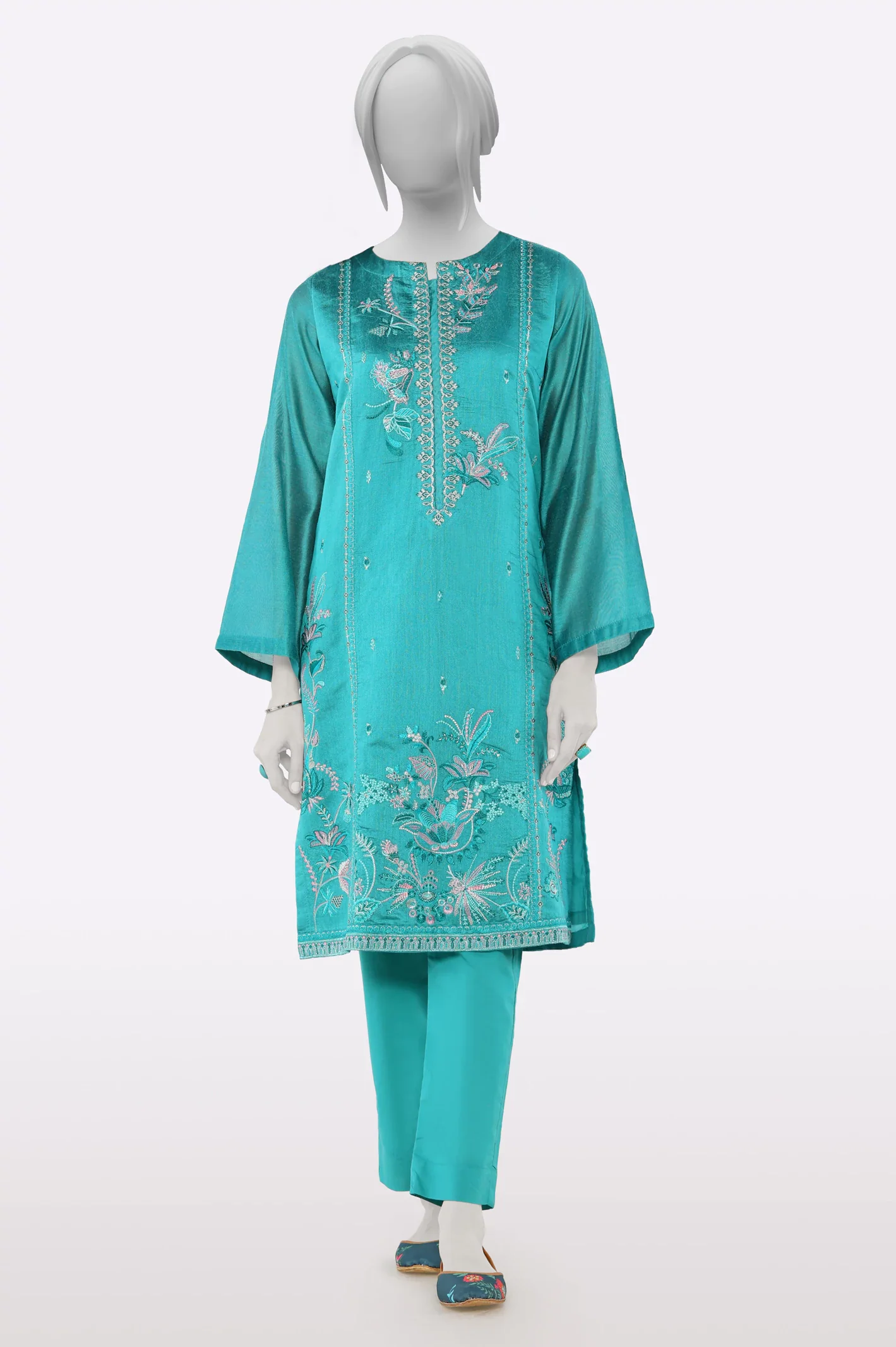 Teal Embroidered 2PC