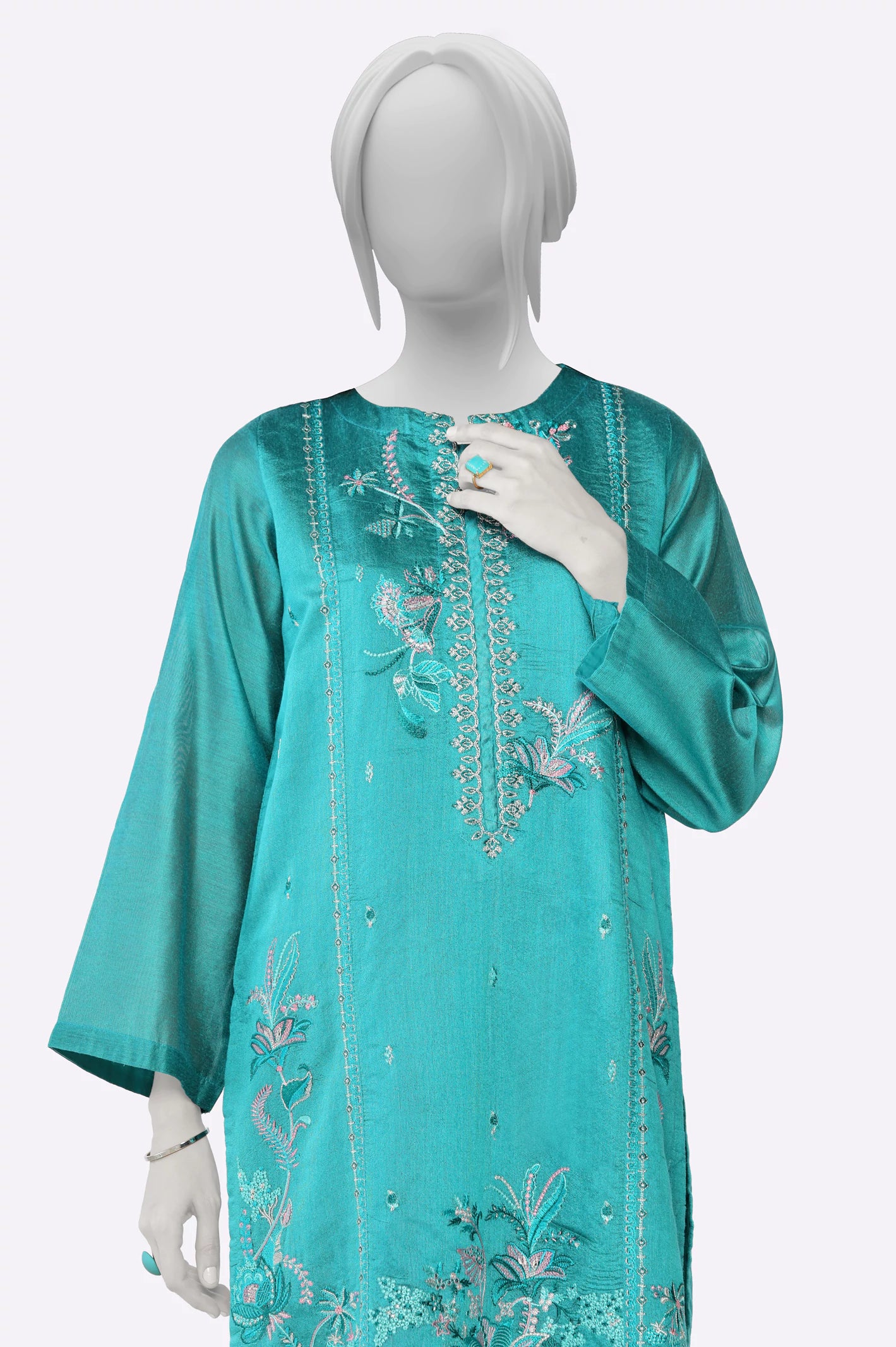 Teal Embroidered 2PC - Image 2