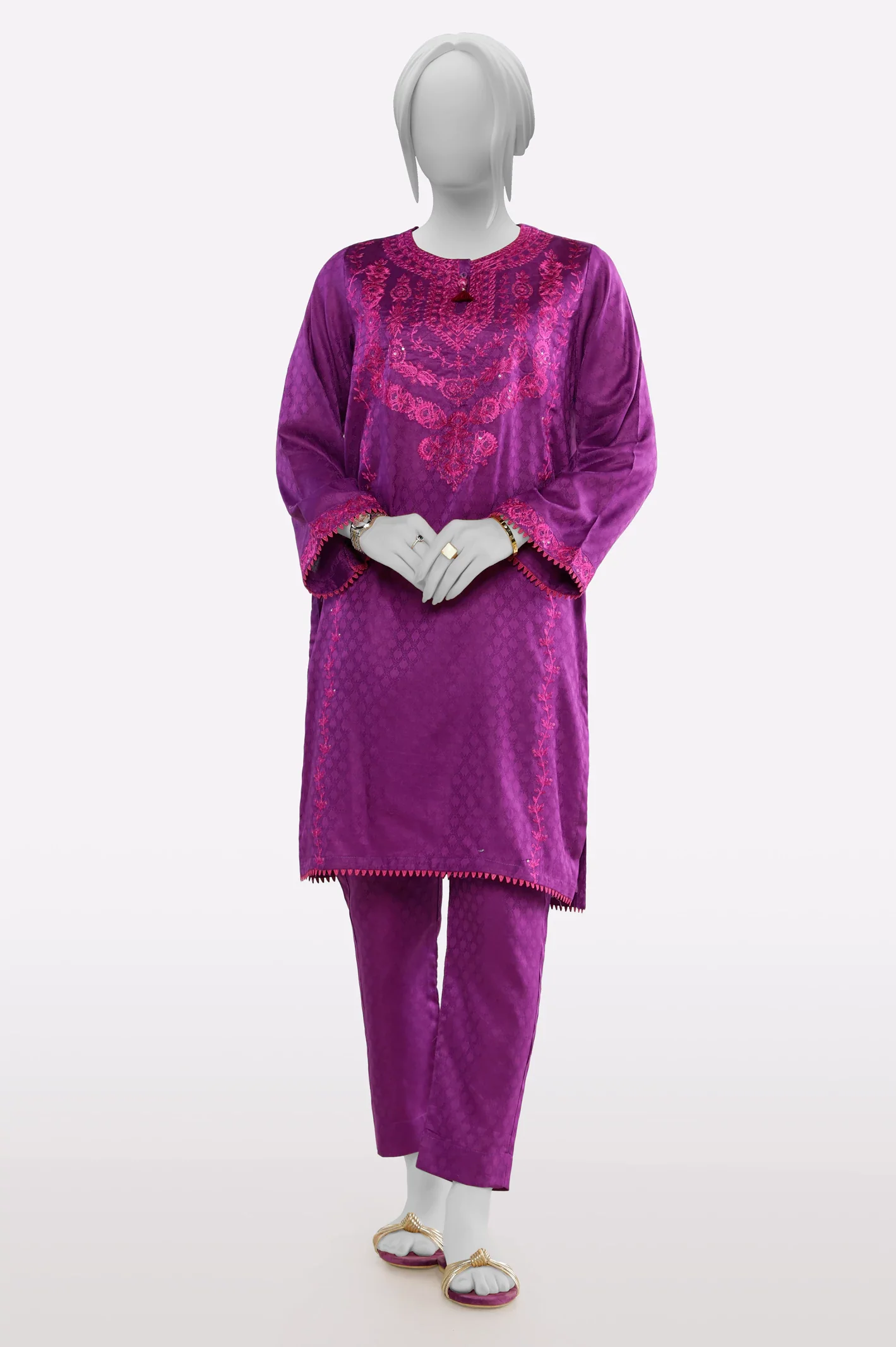 Purple Embroidered 2PC