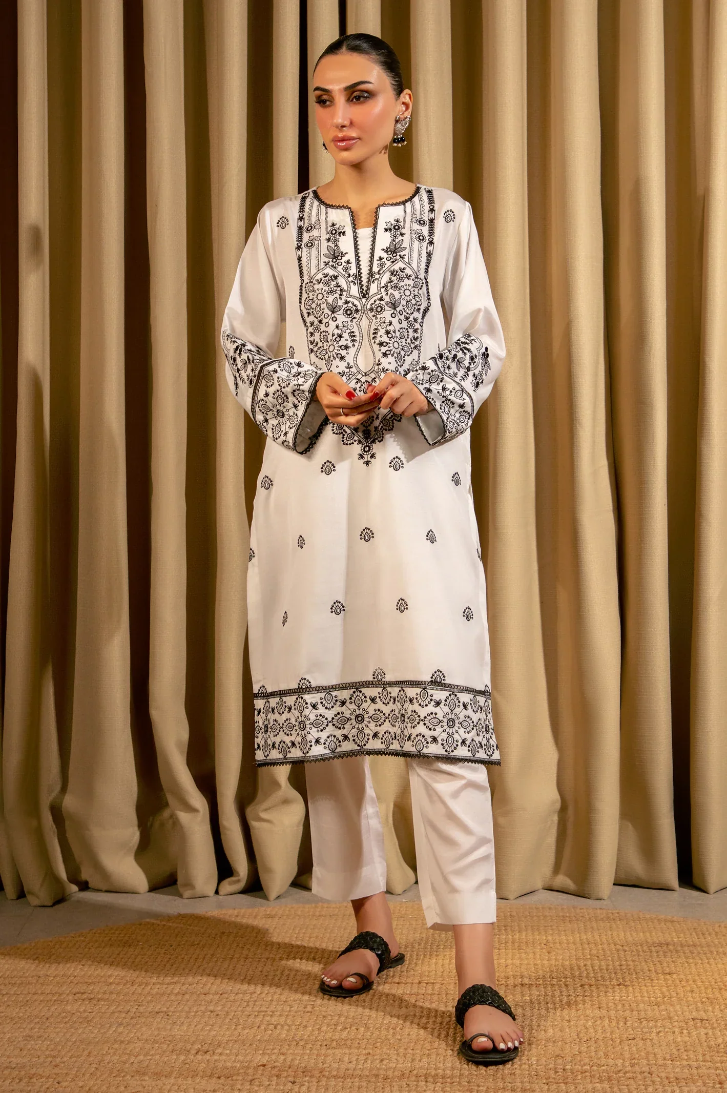 White Embroidered 2PC