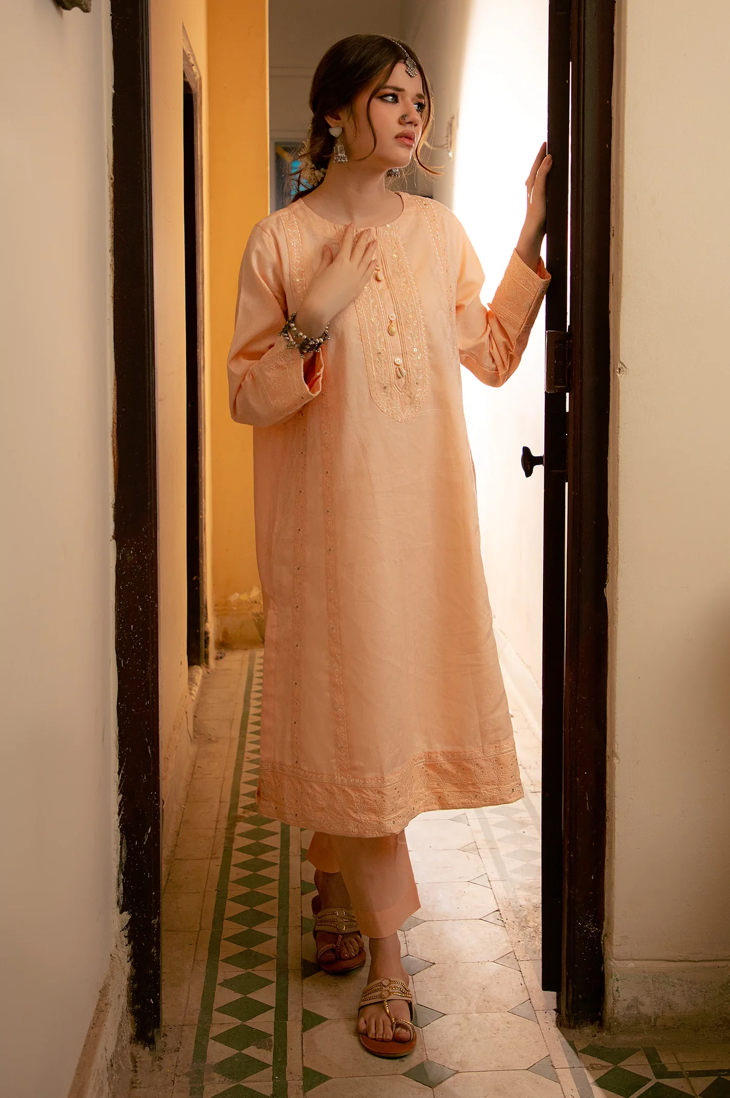 Peach Embroidered 2PC - Image 2