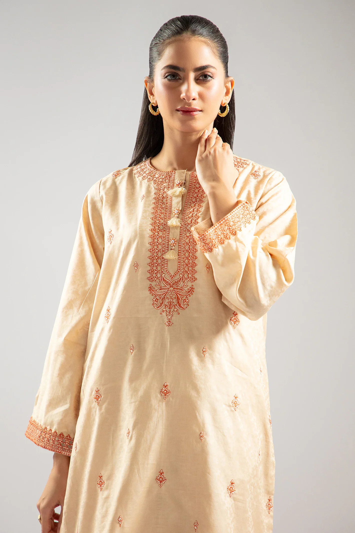 Beige Embroidered 2PC - Image 2