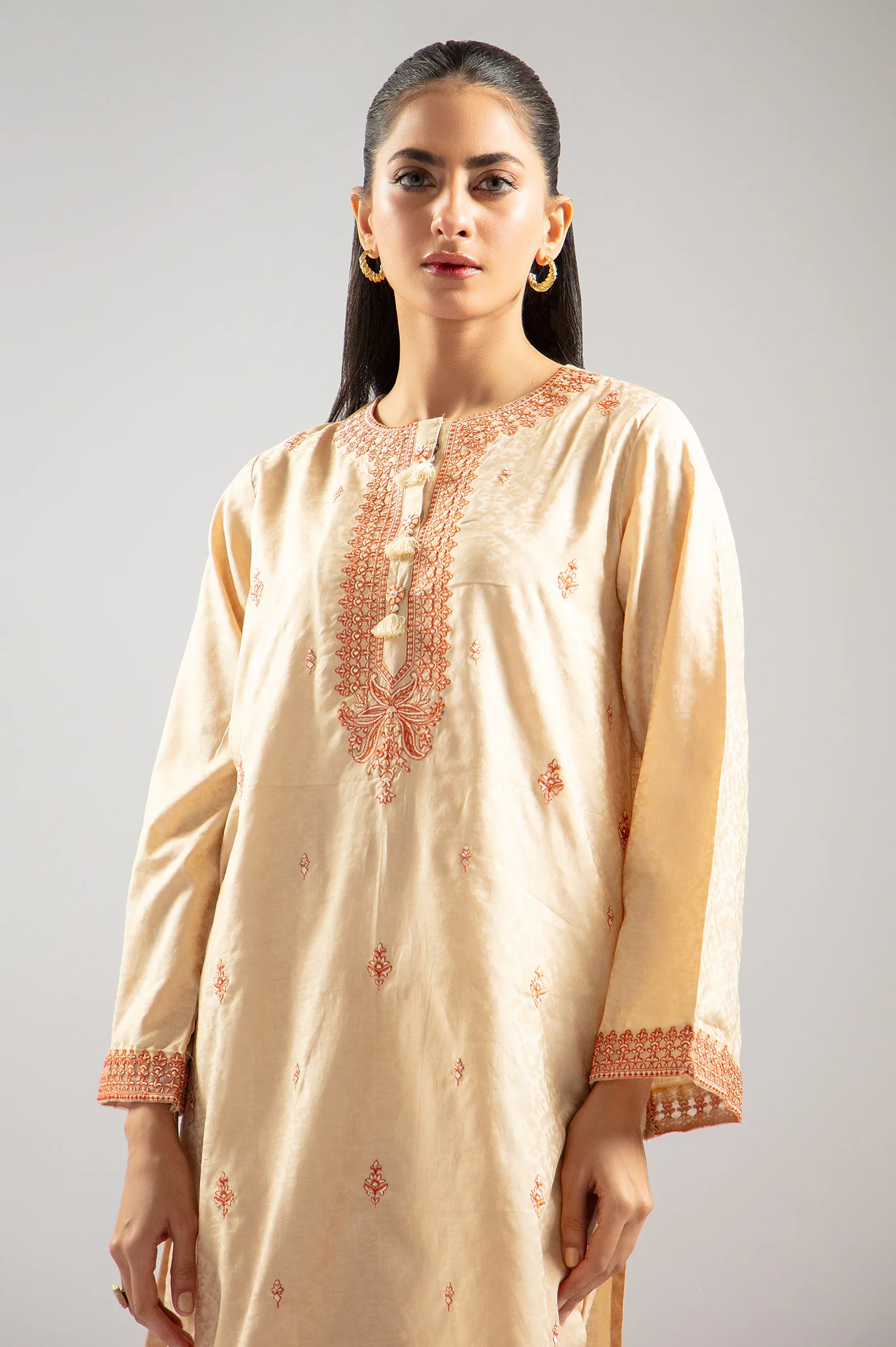 Beige Embroidered 2PC - Image 3