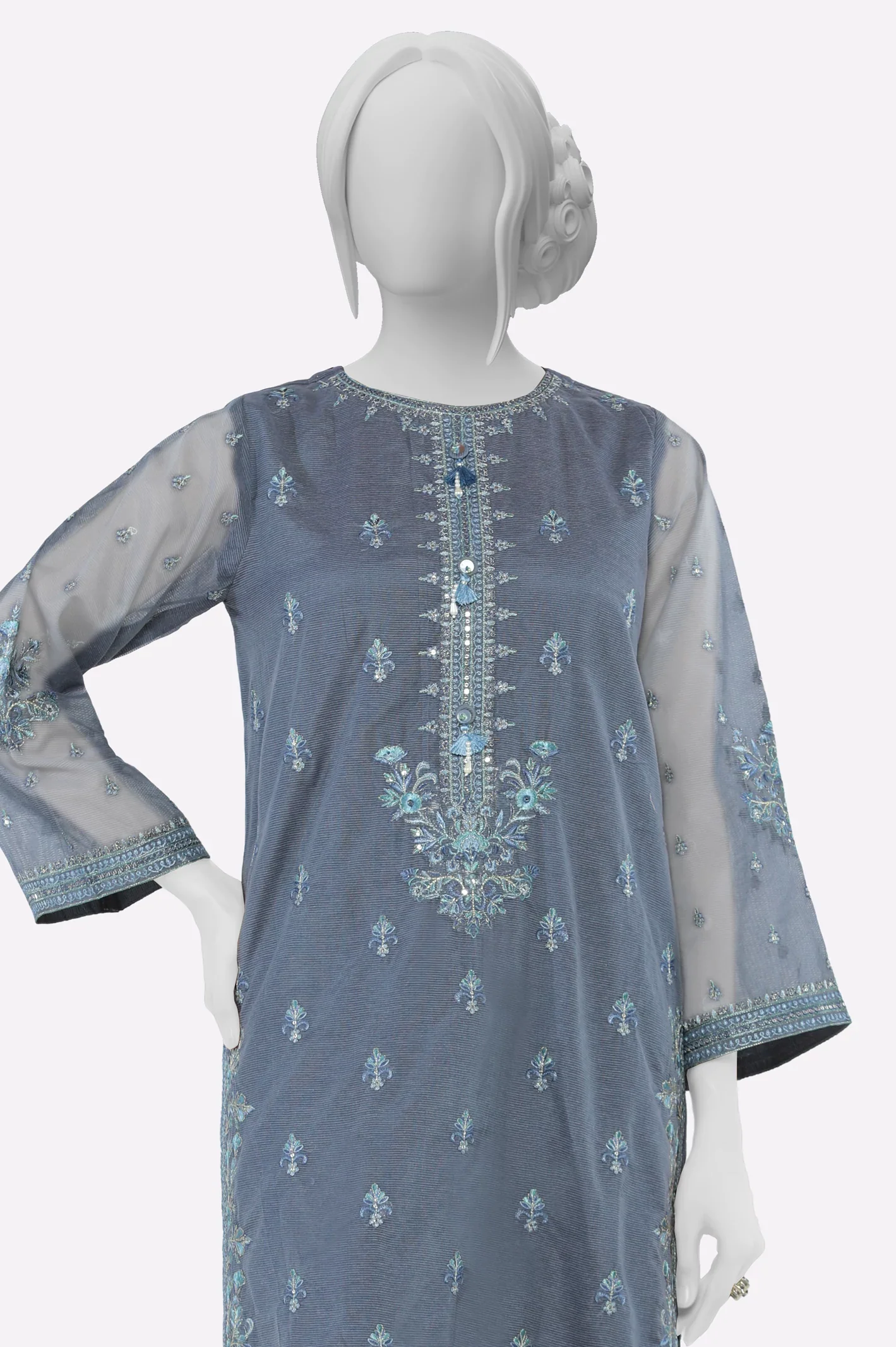 Grey Embroidered 2PC - Image 2