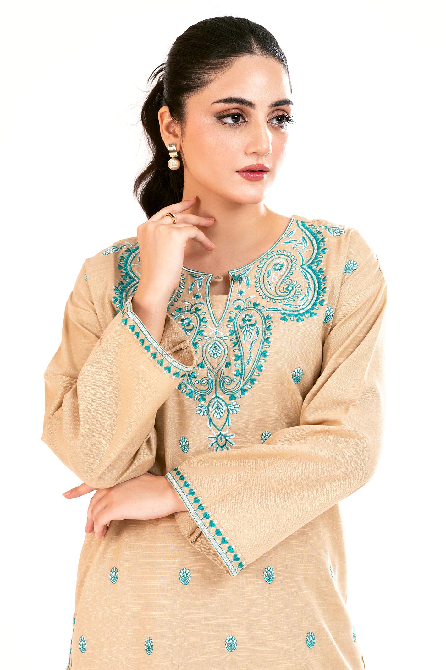 Beige Embroidered 2PC - Image 2