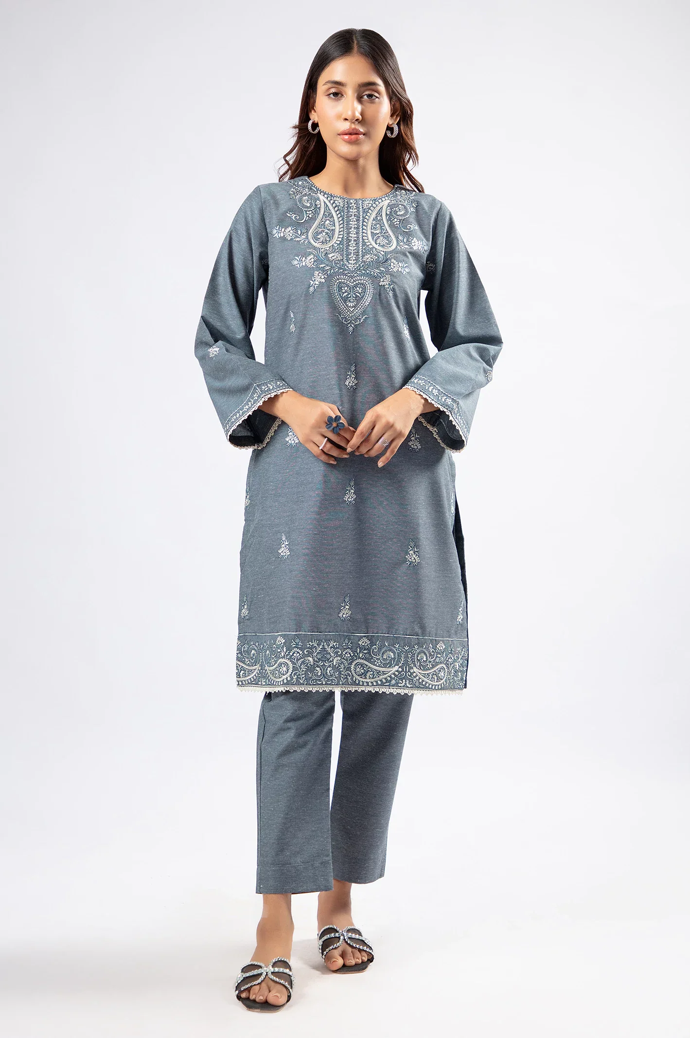 Grey Embroidered 2PC