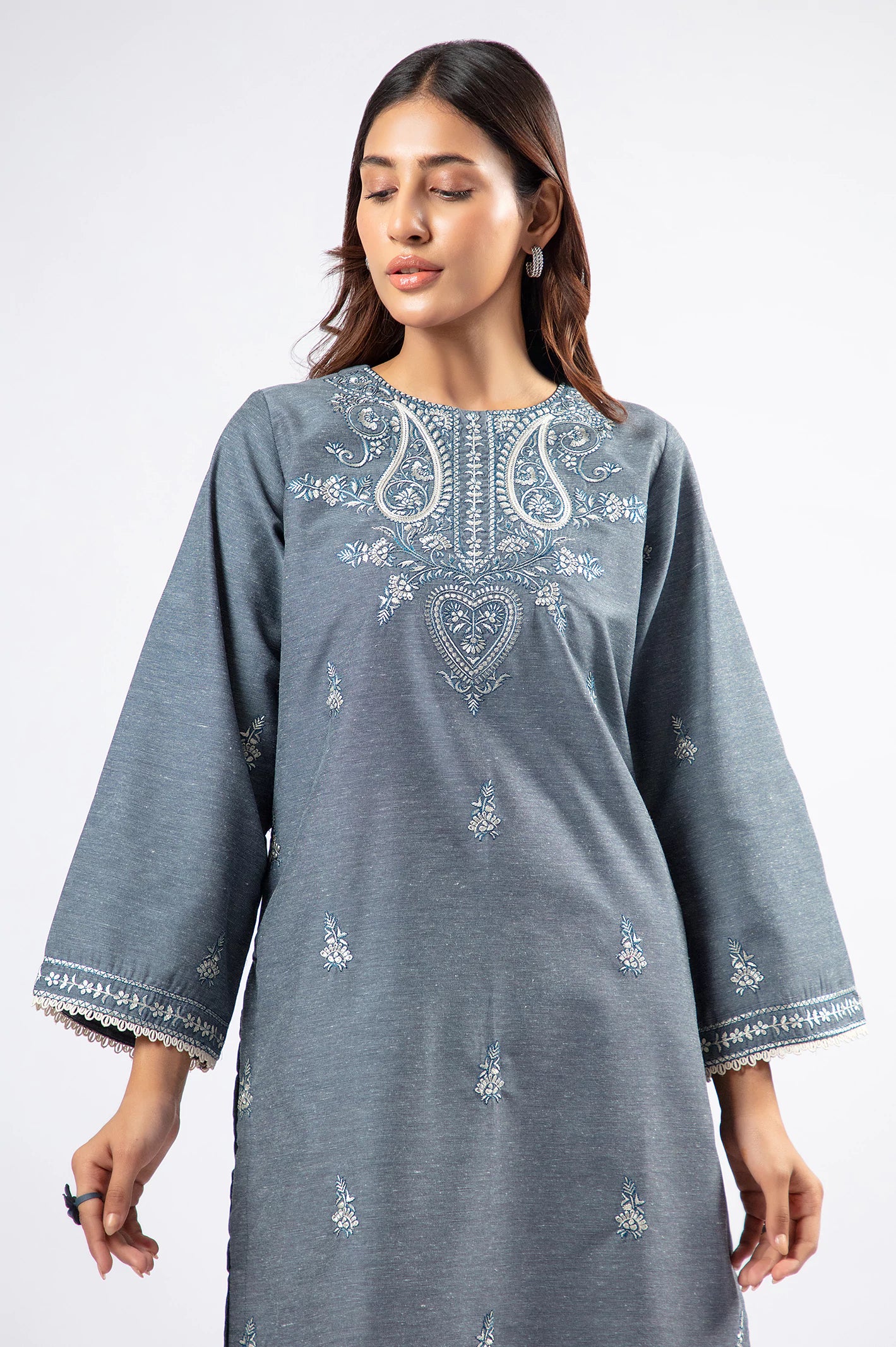 Grey Embroidered 2PC - Image 2