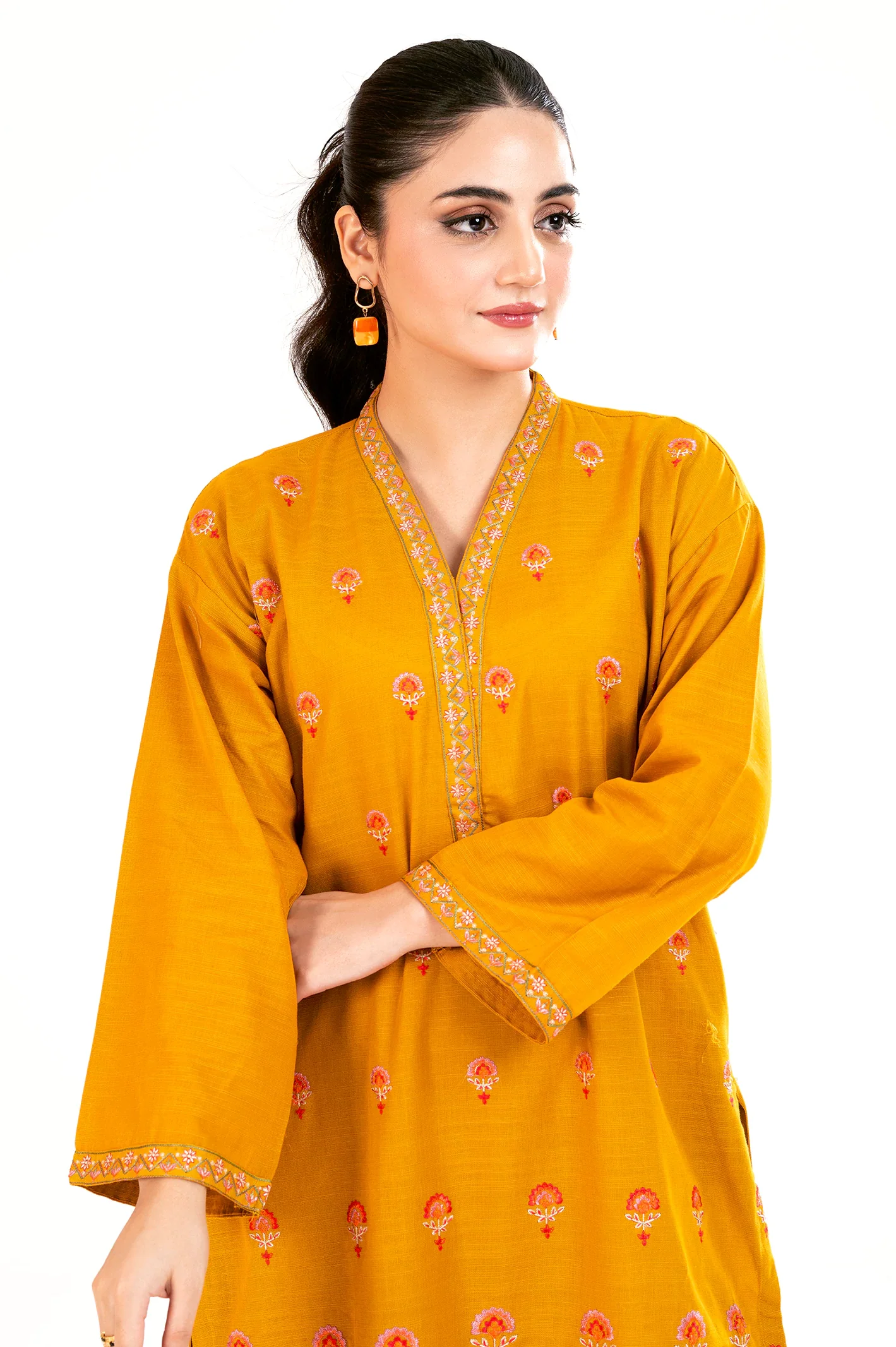 Mustard Embroidered 2PC - Image 2
