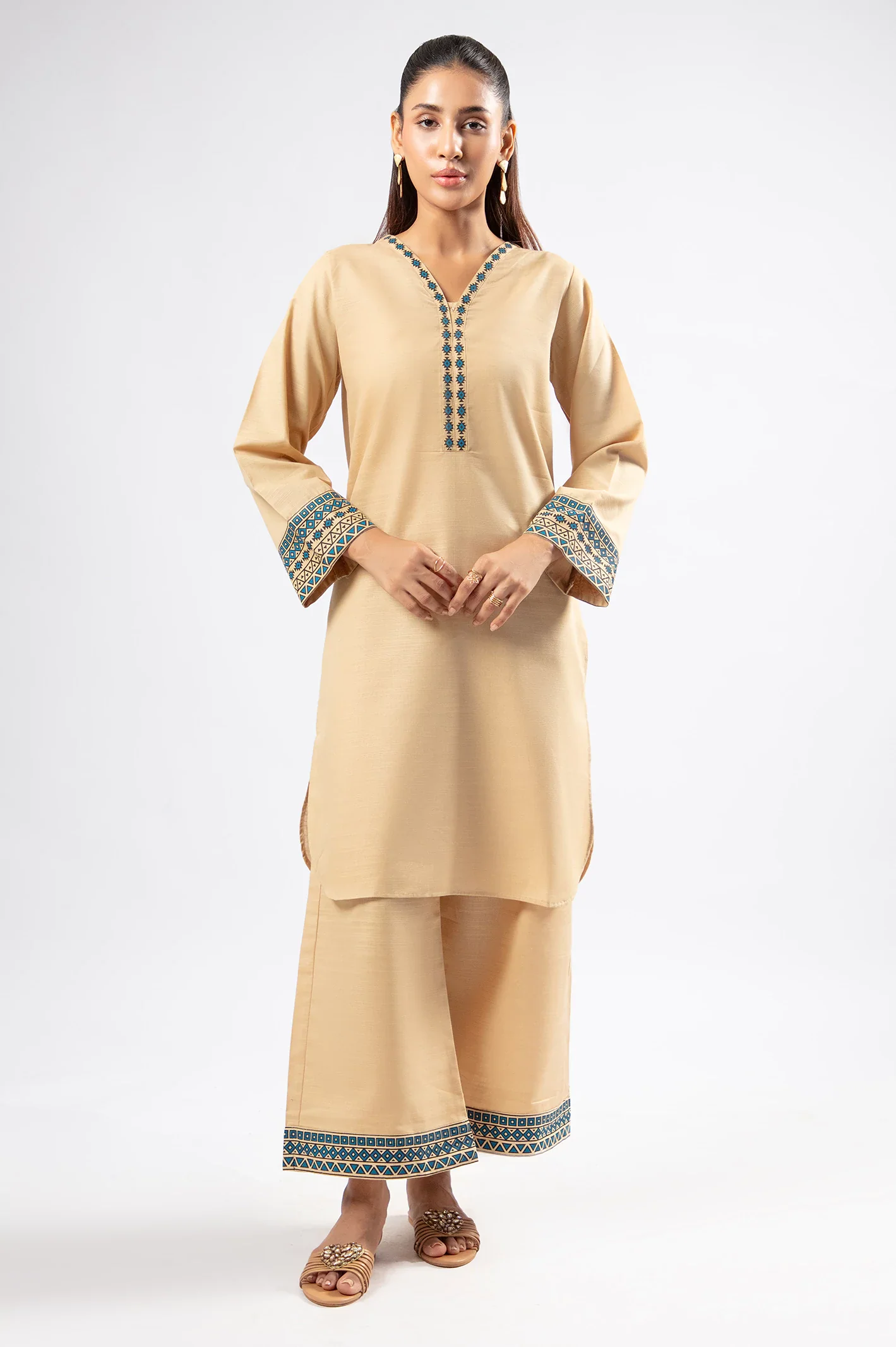 Beige Printed 2PC