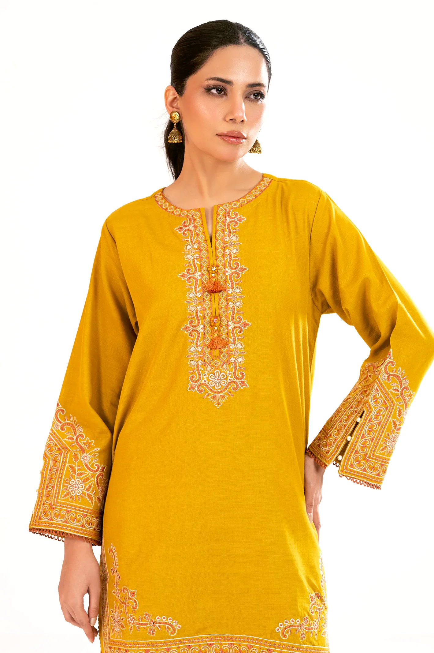 Mustard Embroidered 2PC - Image 2