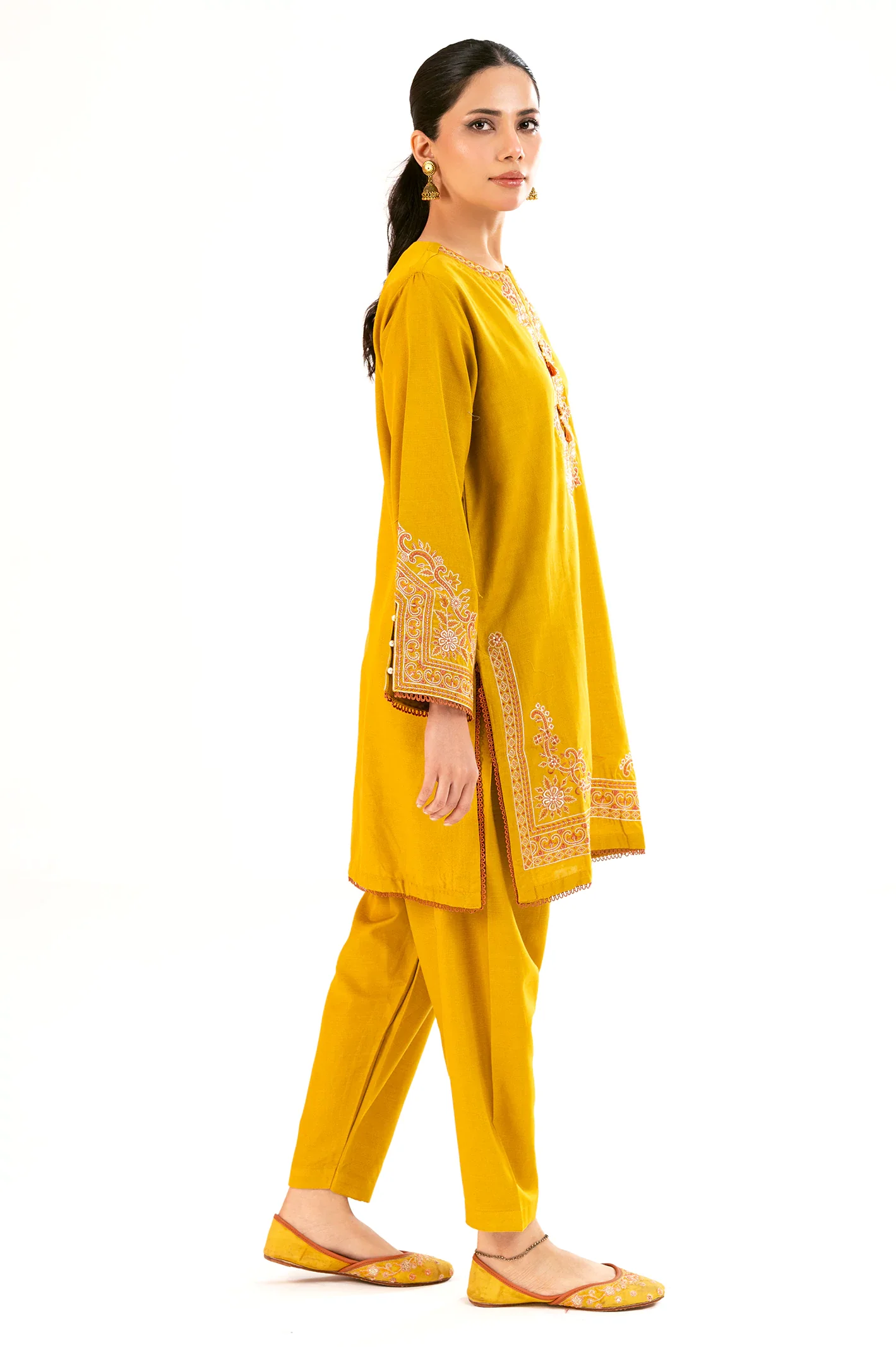 Mustard Embroidered 2PC - Image 3