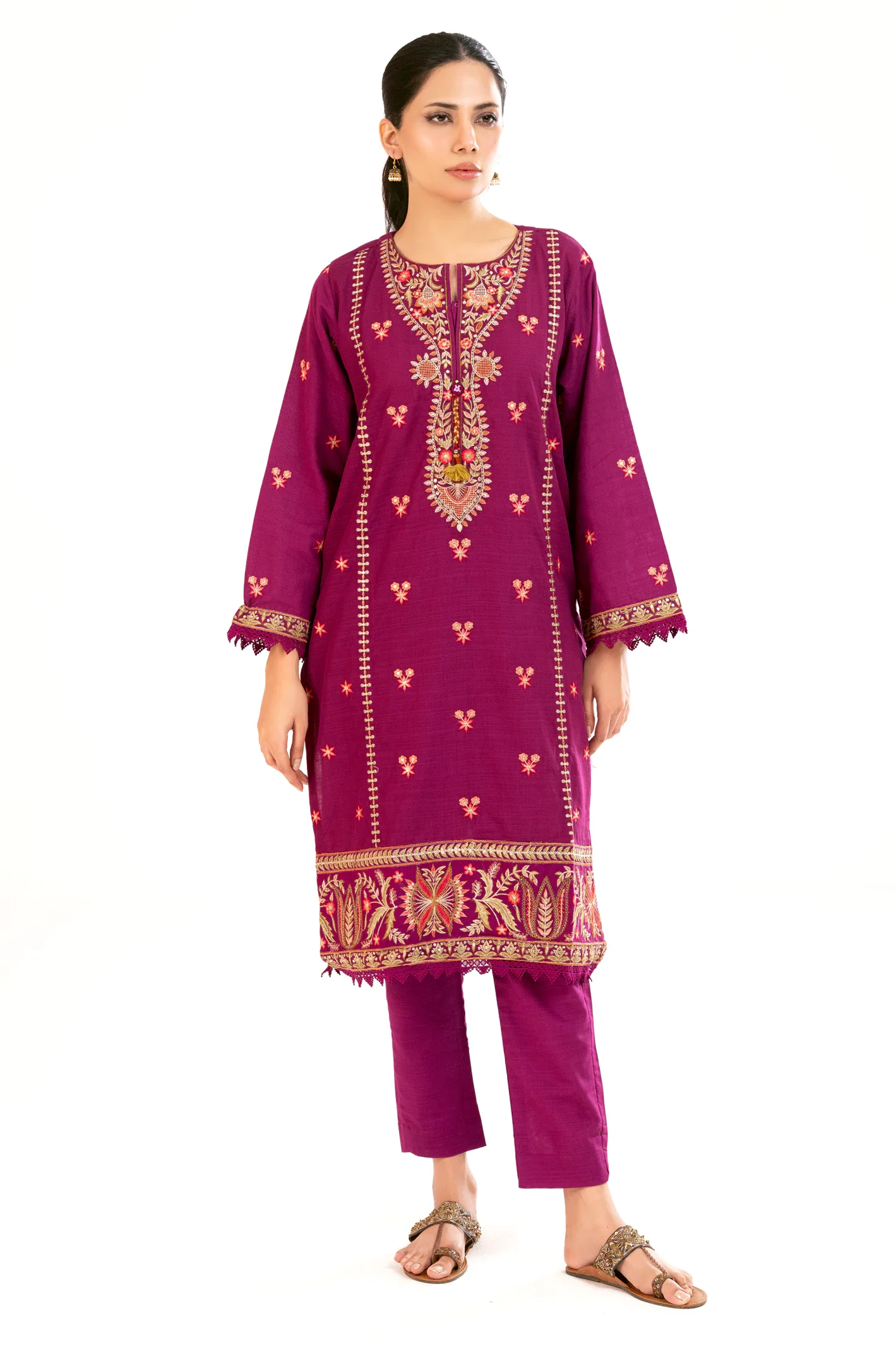 Purple Embroidered 2PC