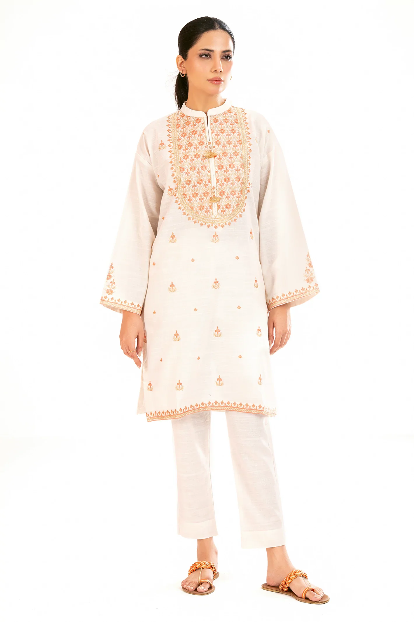 Off White Embroidered 2PC