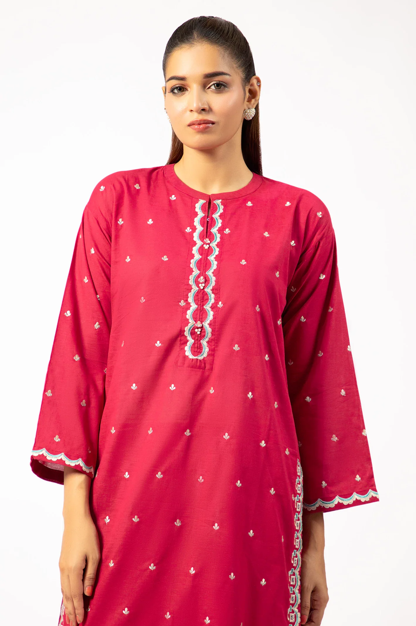 Red Embroidered 2PC - Image 3