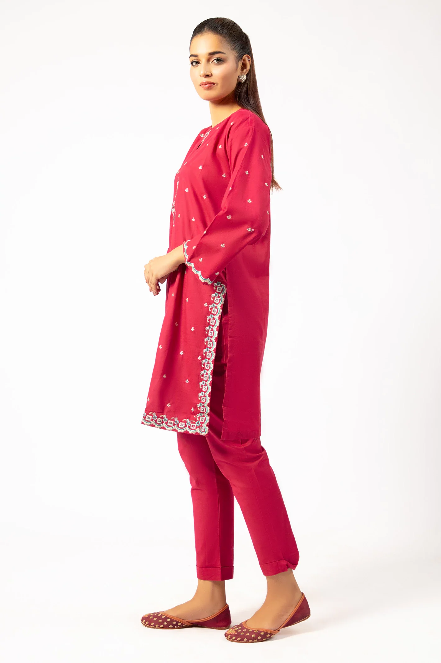 Red Embroidered 2PC - Image 4