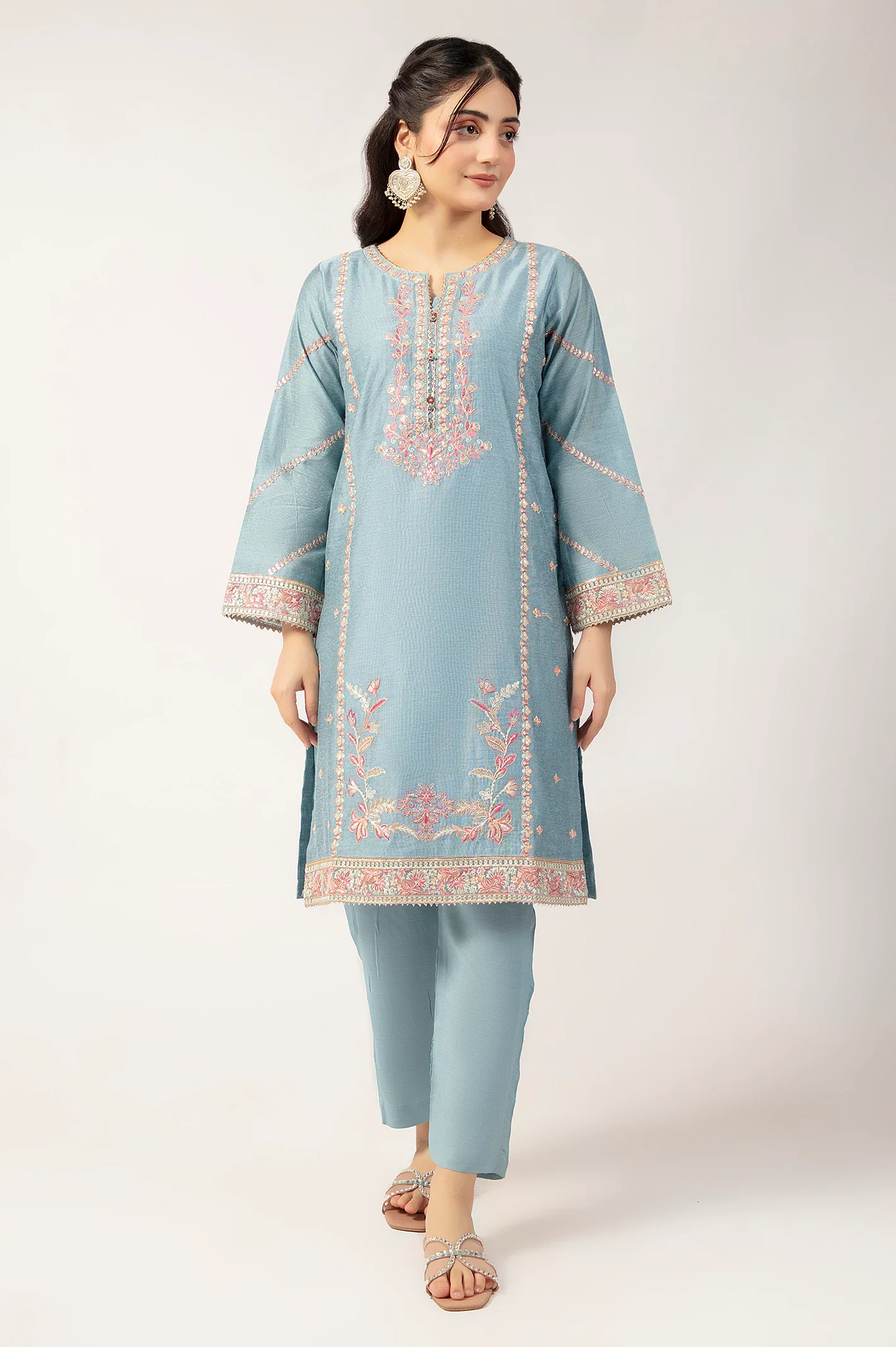 Light Blue Embroidered 2PC
