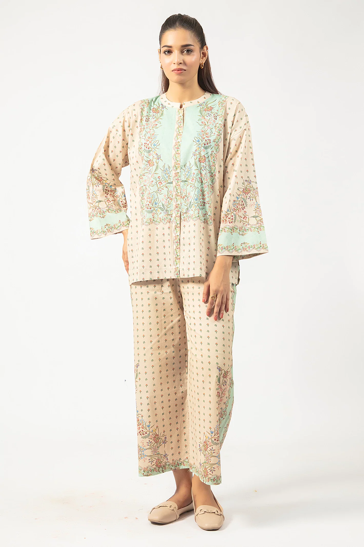 Peach Printed 2PC