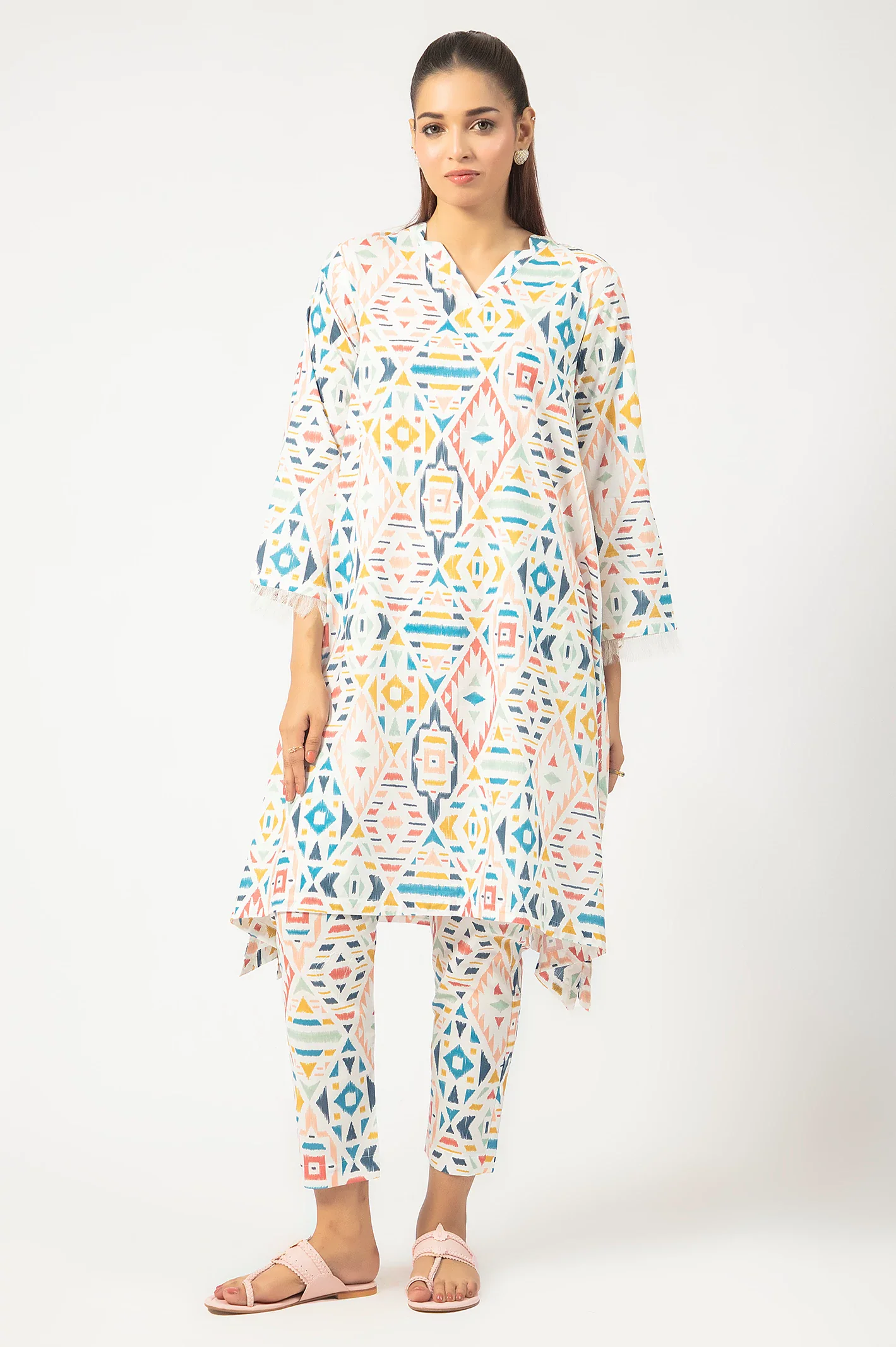 White Printed 2PC